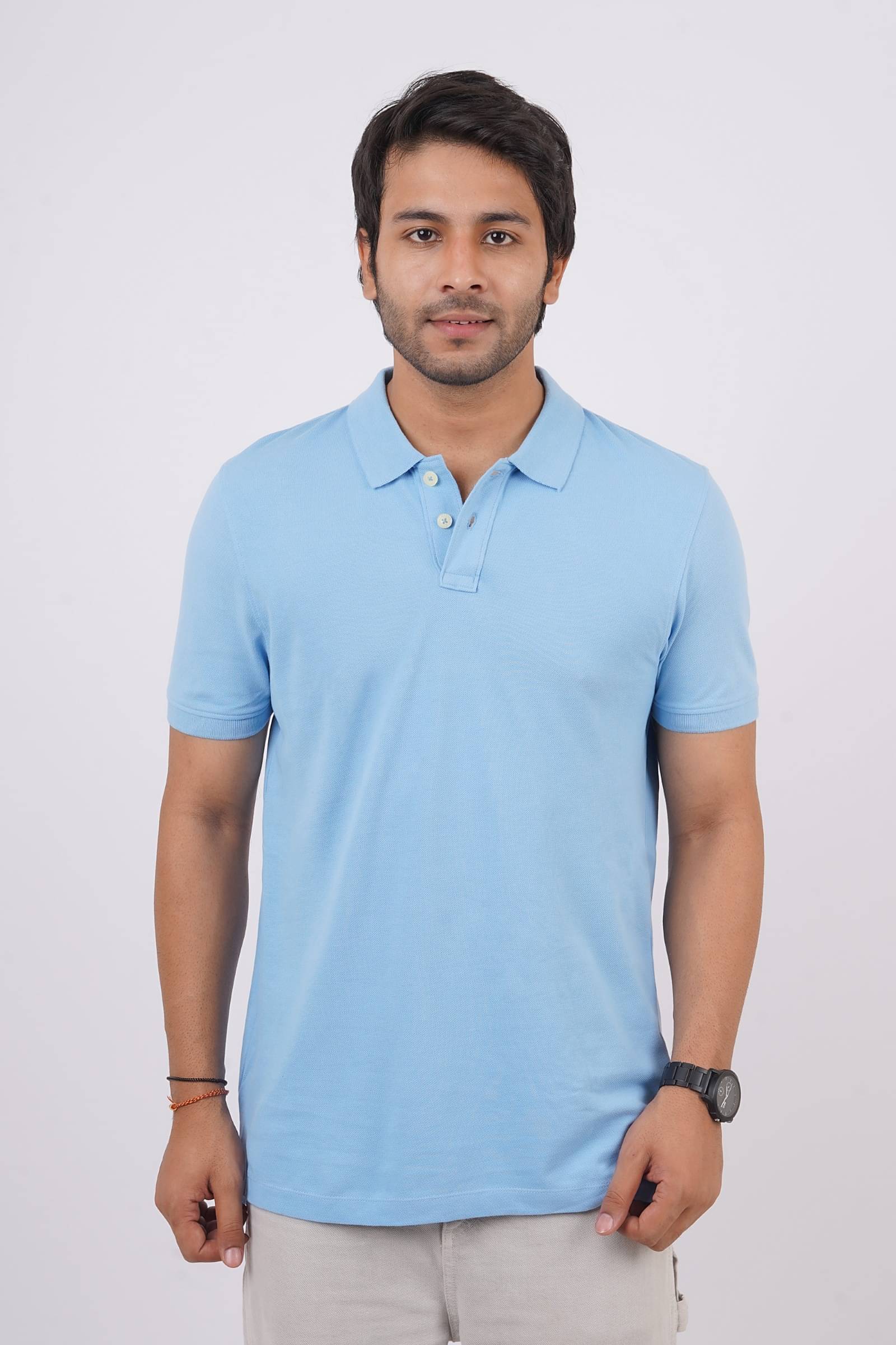     			Stalwart Pack of 1 Cotton Regular Fit Solid Half Sleeves Men's Polo T Shirt ( Light Blue )