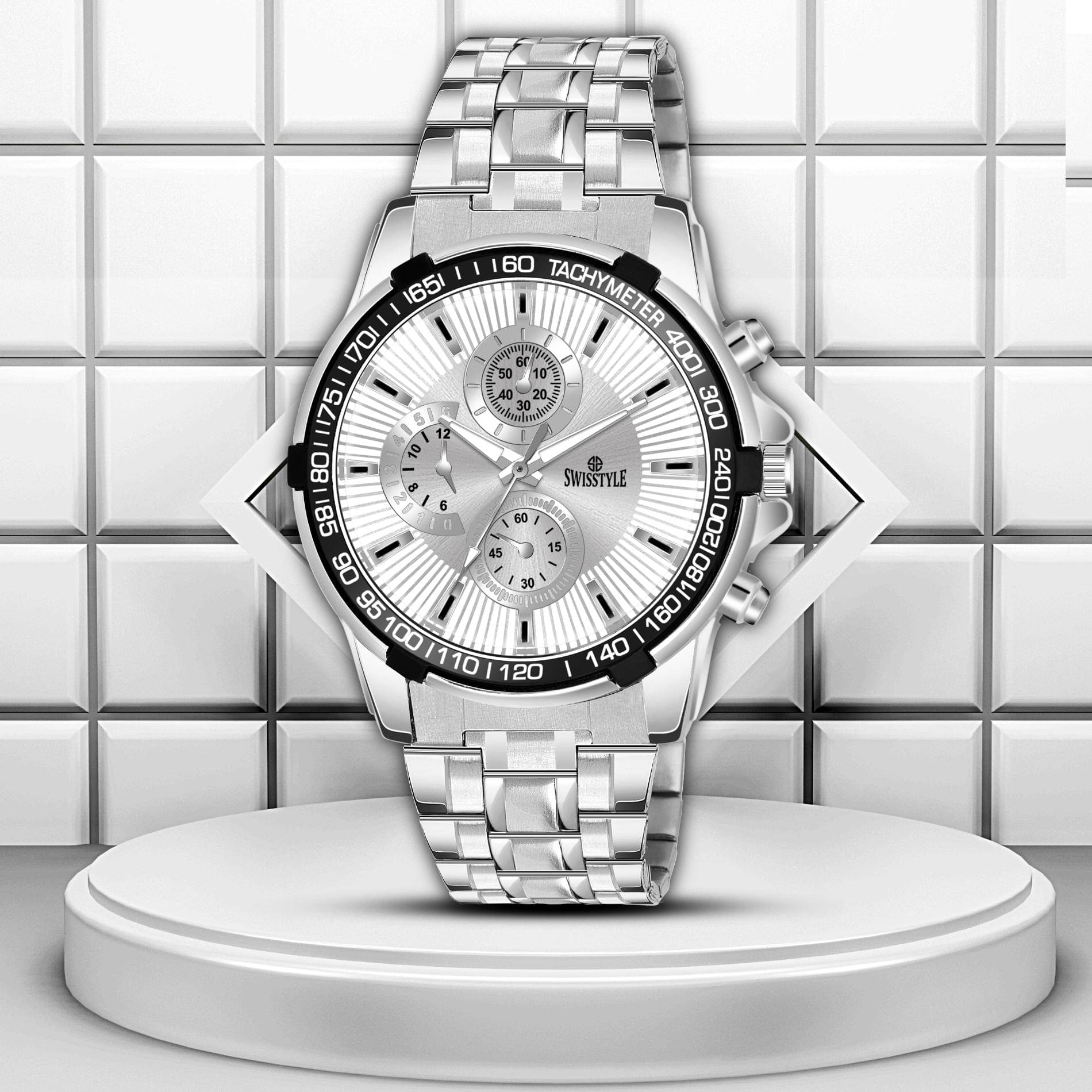     			Swisstyle Silver Metal Analog Men's Watch