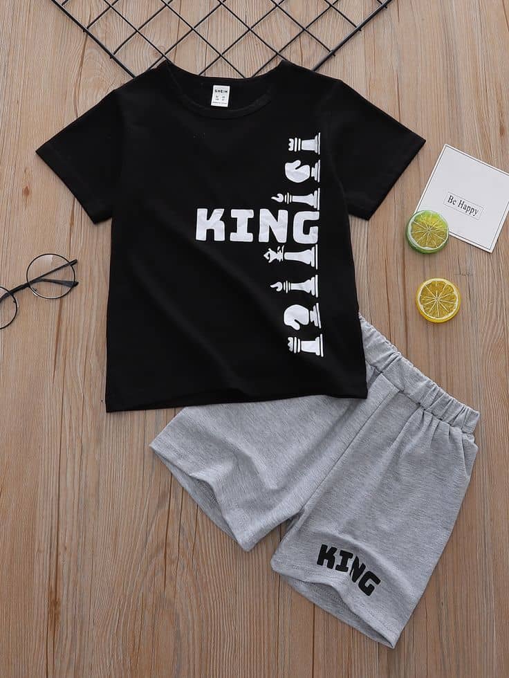 VELION Pack of 1 Baby Boys Cotton Blend T-Shirt & Shorts Set ( Black )