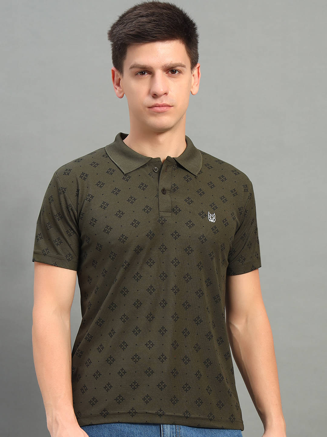     			stelvin Pack of 1 Polyester Regular Fit Printed Half Sleeves Men's Polo T Shirt ( Olive Green )