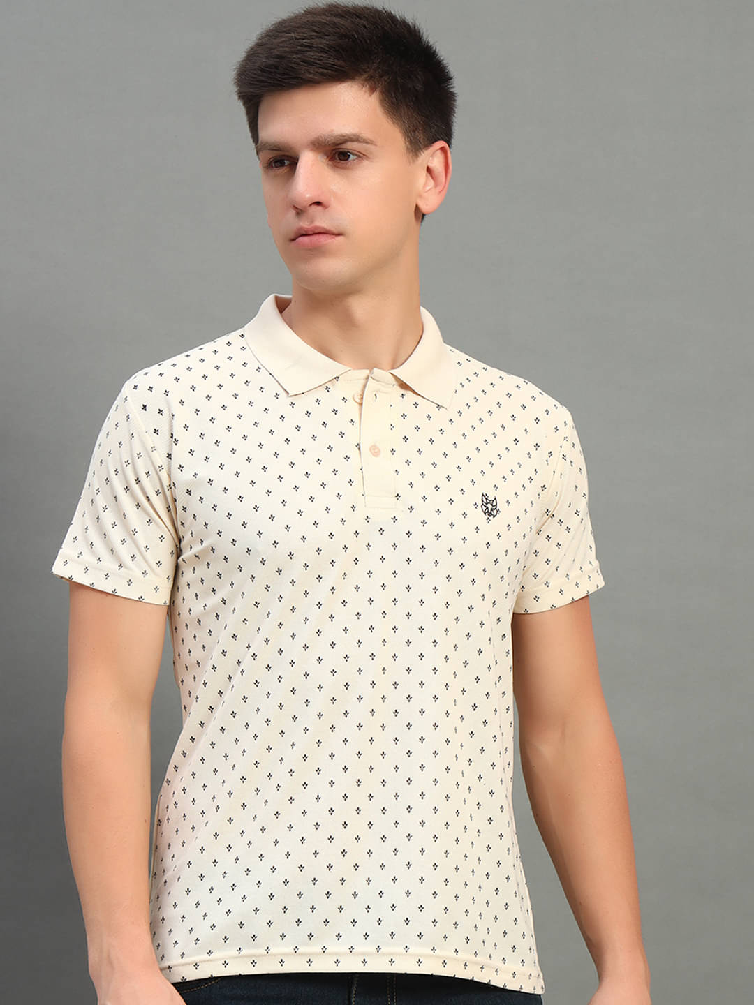 stelvin Pack of 1 Polyester Regular Fit Printed Half Sleeves Men's Polo T Shirt ( Beige ) stelvin Pack of 1 Polyester Regular Fit Printed Half Sleeves Men's Polo T Shirt ( Beige )