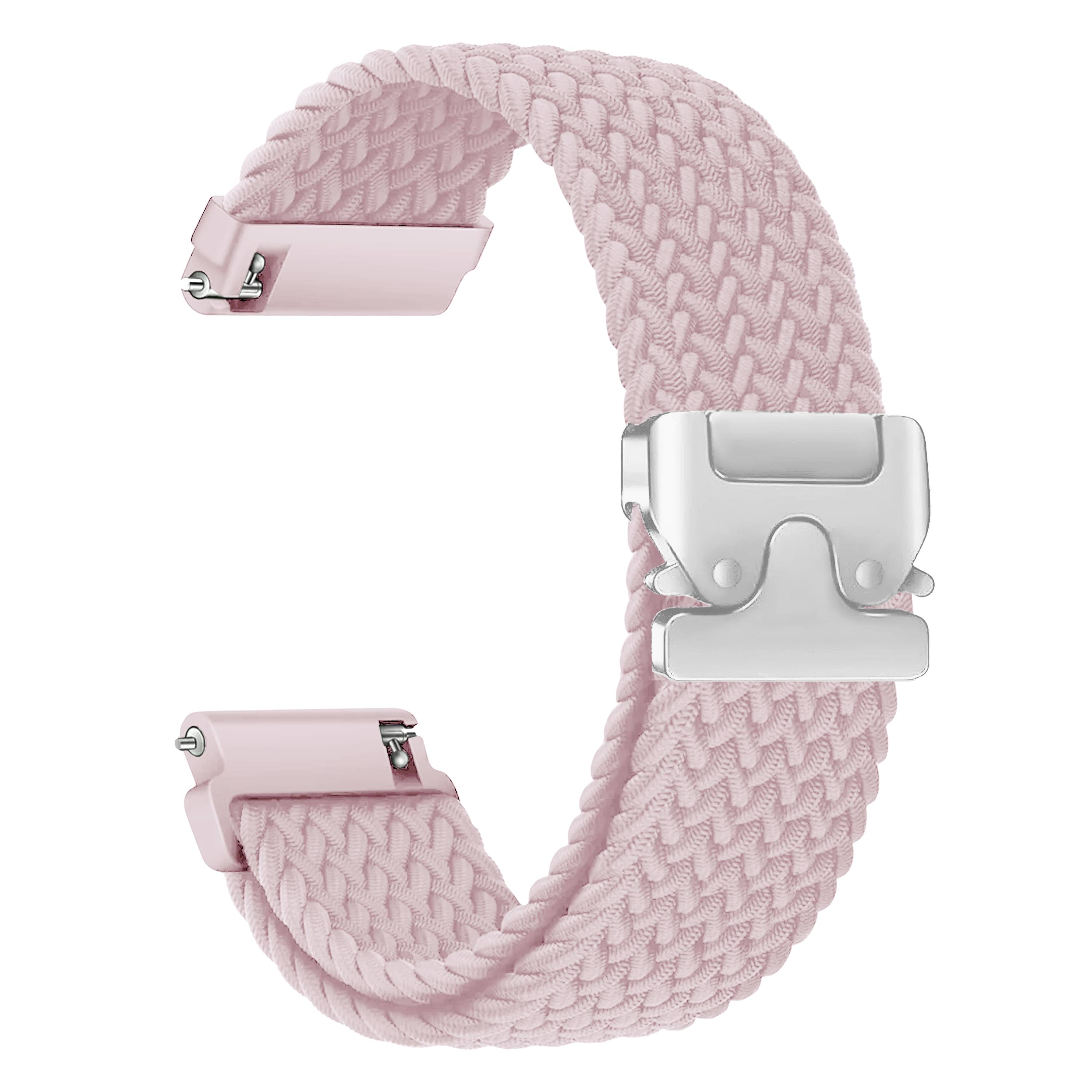 ACM Watch Strap Woven Braided Clipper 20mm compatible with Pebble Vienna Smartwatch Adjustable Belt Band Creame Pink ACM Watch Strap Woven Braided Clipper 20mm compatible with Pebble Vienna Smartwatch Adjustable Belt Band Creame Pink