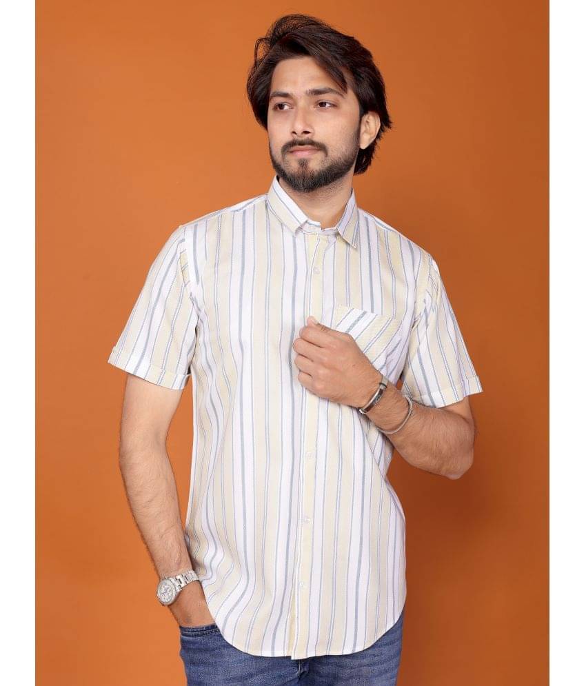     			BLYNK 100% Cotton Regular Fit Striped Half Sleeves Men's Casual Shirt - Yellow ( Pack of 1 )