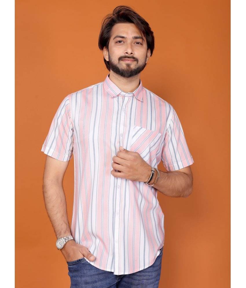 BLYNK 100% Cotton Regular Fit Striped Half Sleeves Men's Casual Shirt - Pink ( Pack of 1 ) BLYNK 100% Cotton Regular Fit Striped Half Sleeves Men's Casual Shirt - Pink ( Pack of 1 )