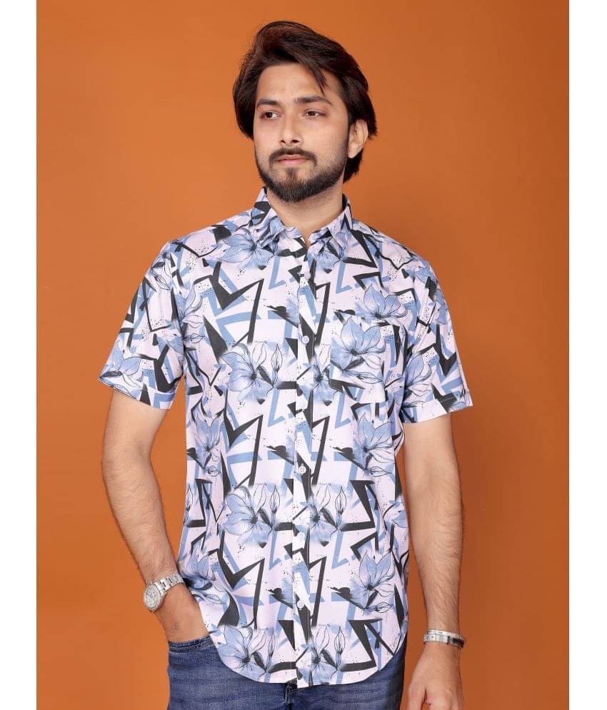 BLYNK 100% Cotton Regular Fit Printed Half Sleeves Men's Casual Shirt - Light Blue ( Pack of 1 ) BLYNK 100% Cotton Regular Fit Printed Half Sleeves Men's Casual Shirt - Light Blue ( Pack of 1 )