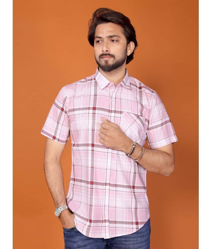     			BLYNK 100% Cotton Regular Fit Checks Half Sleeves Men's Casual Shirt - Pink ( Pack of 1 )