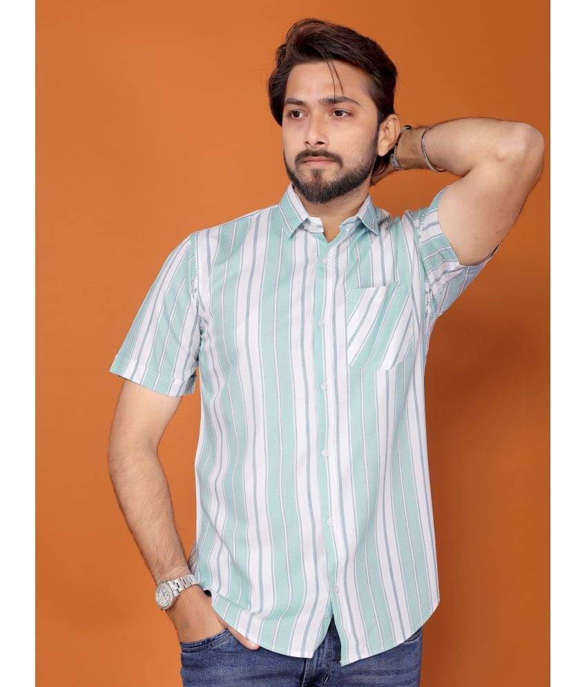 BLYNK 100% Cotton Regular Fit Striped Half Sleeves Men's Casual Shirt - Green ( Pack of 1 ) BLYNK 100% Cotton Regular Fit Striped Half Sleeves Men's Casual Shirt - Green ( Pack of 1 )