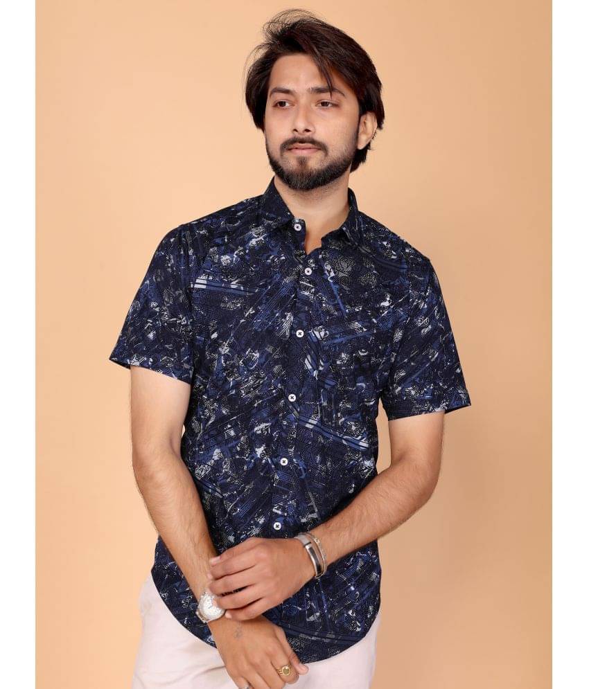 BLYNK 100% Cotton Regular Fit Printed Half Sleeves Men's Casual Shirt - Navy Blue ( Pack of 1 ) BLYNK 100% Cotton Regular Fit Printed Half Sleeves Men's Casual Shirt - Navy Blue ( Pack of 1 )
