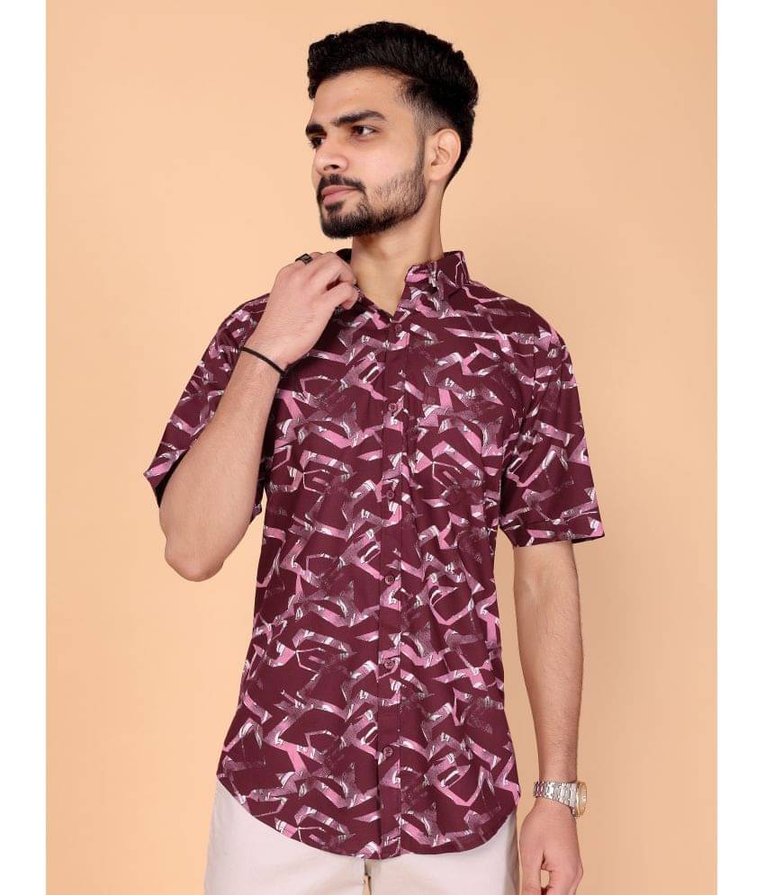     			BLYNK 100% Cotton Regular Fit Printed Half Sleeves Men's Casual Shirt - Maroon ( Pack of 1 )