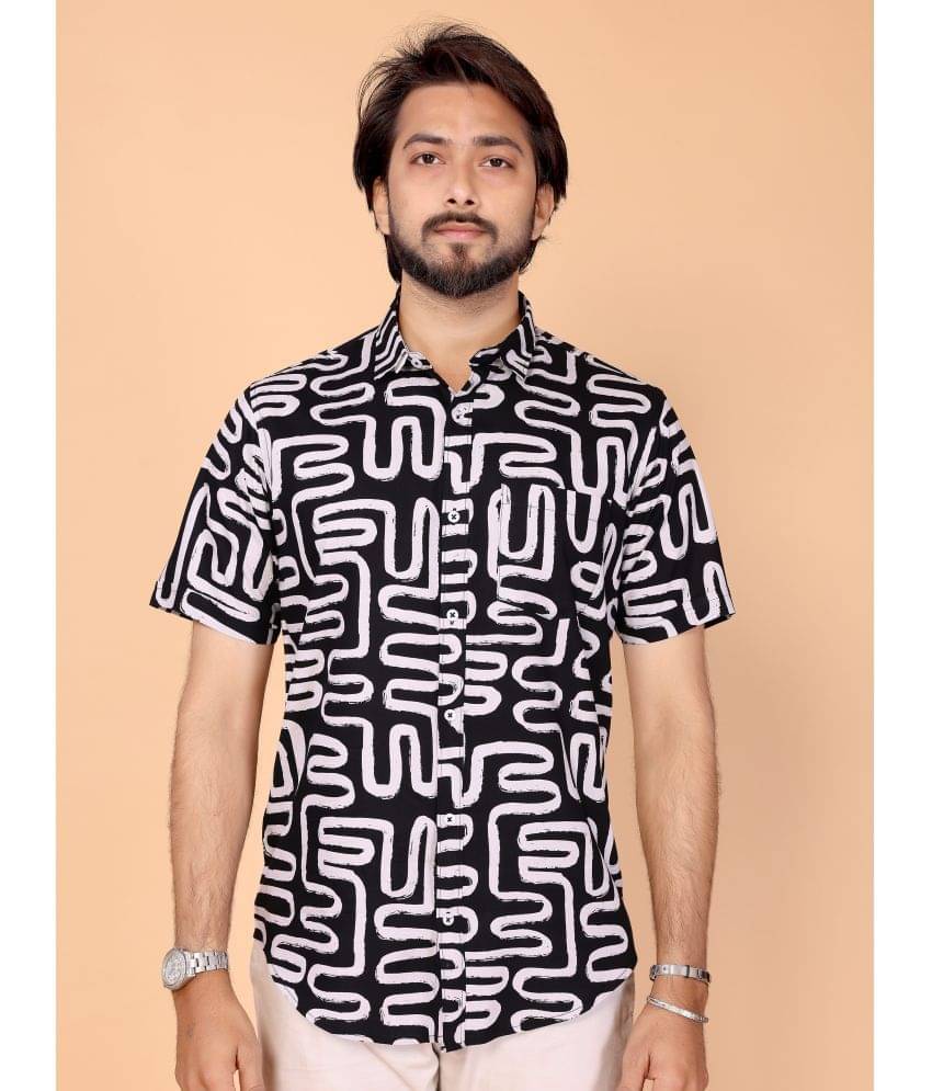    			BLYNK 100% Cotton Regular Fit Printed Half Sleeves Men's Casual Shirt - Black ( Pack of 1 )