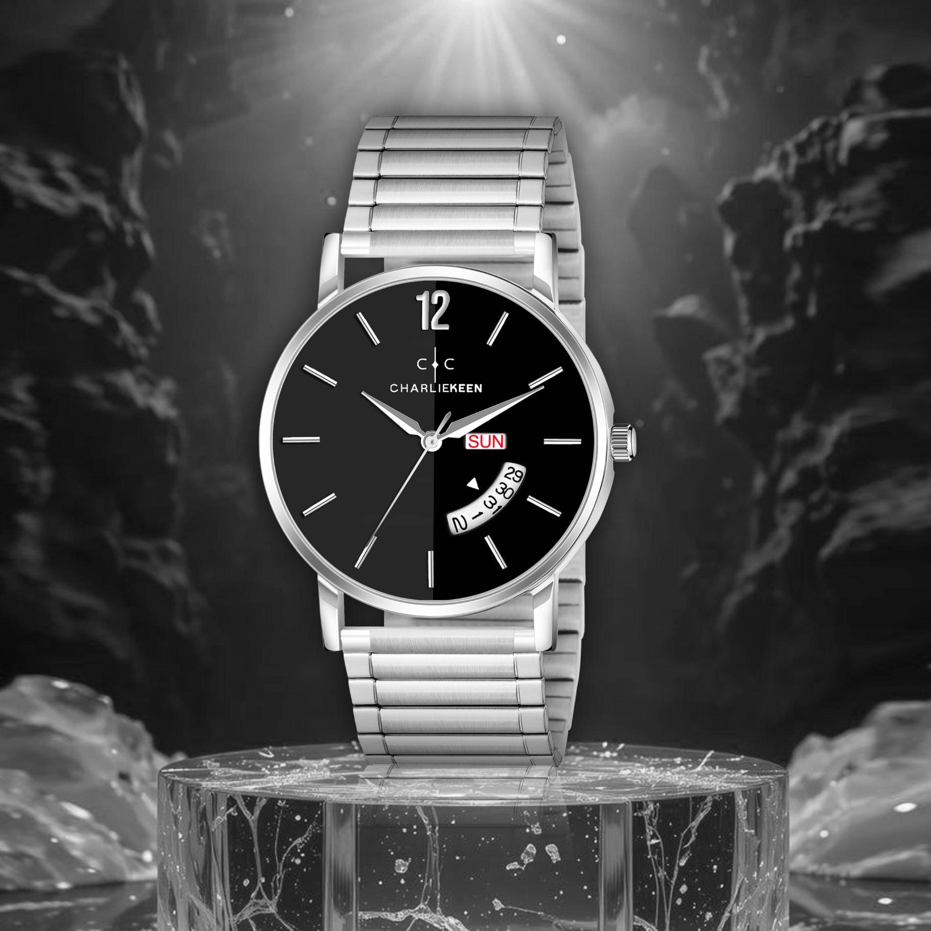     			CHARLIEKEEN Silver Metal Analog Men's Watch