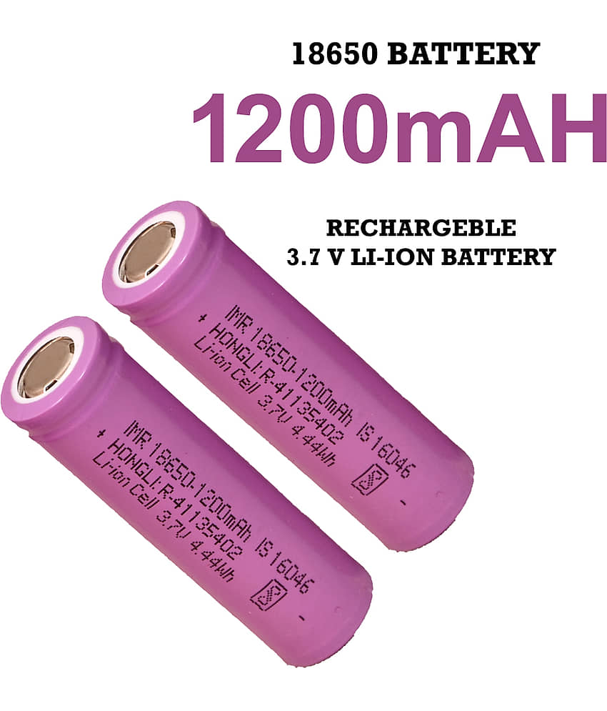 CONSONANTIAM High Capacity Hongli Lithium Ion 1200mAH Rechargeable Original Power Ultra High Capacity Cell Batteries, LED, Bluetooth Speaker, Laptops, Torch, Flat Top, 3.7V (Pack of 2) - Sports and Fitness Equipment | Buy online on ZillyBuy