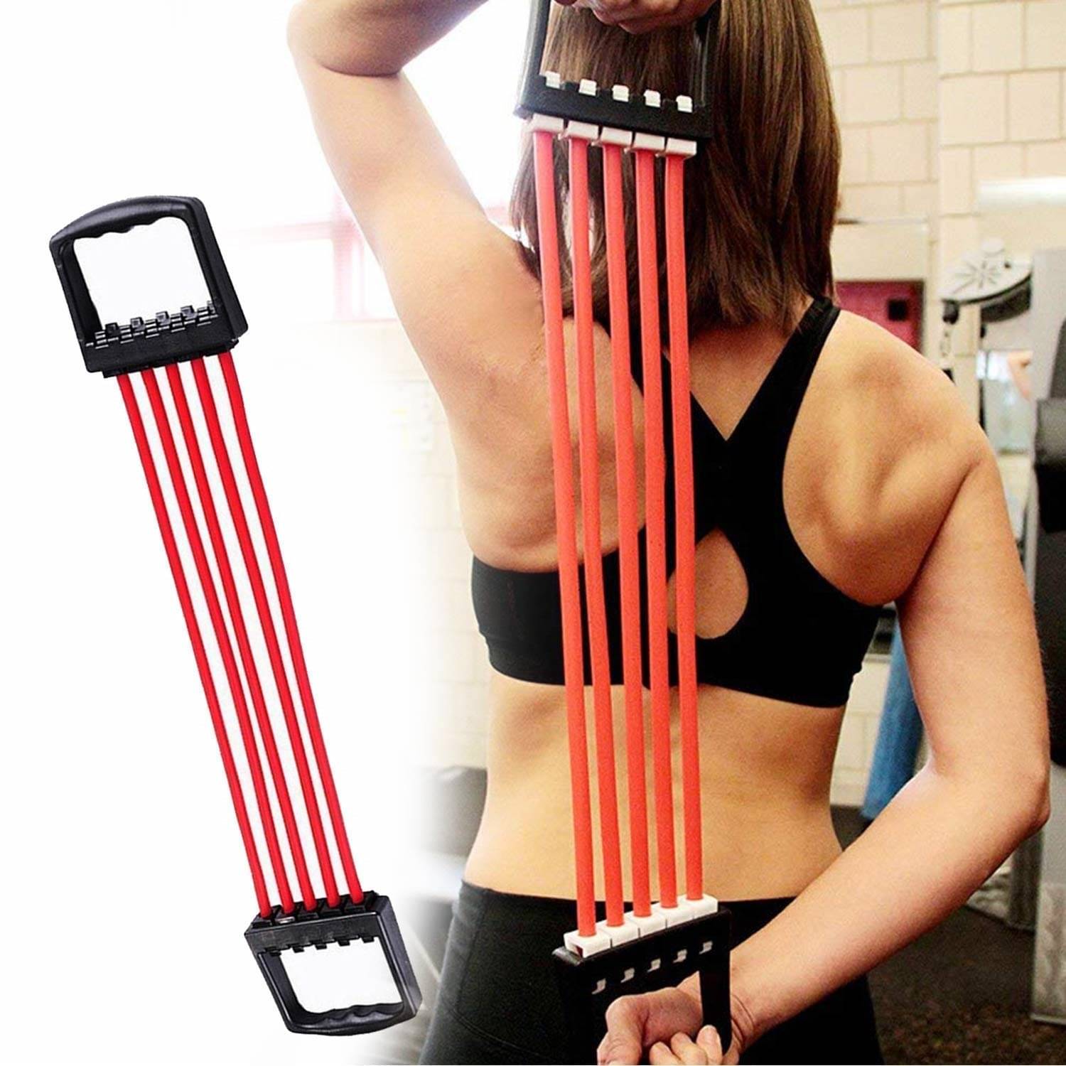Chest Expander with 5 tube for Increased Resistance Muscle Pulling Exerciser Multi-Function, Lightweight, Portable & Compact (Red) Chest Expander with 5 tube for Increased Resistance Muscle Pulling Exerciser Multi-Function, Lightweight, Portable & Compact (Red)