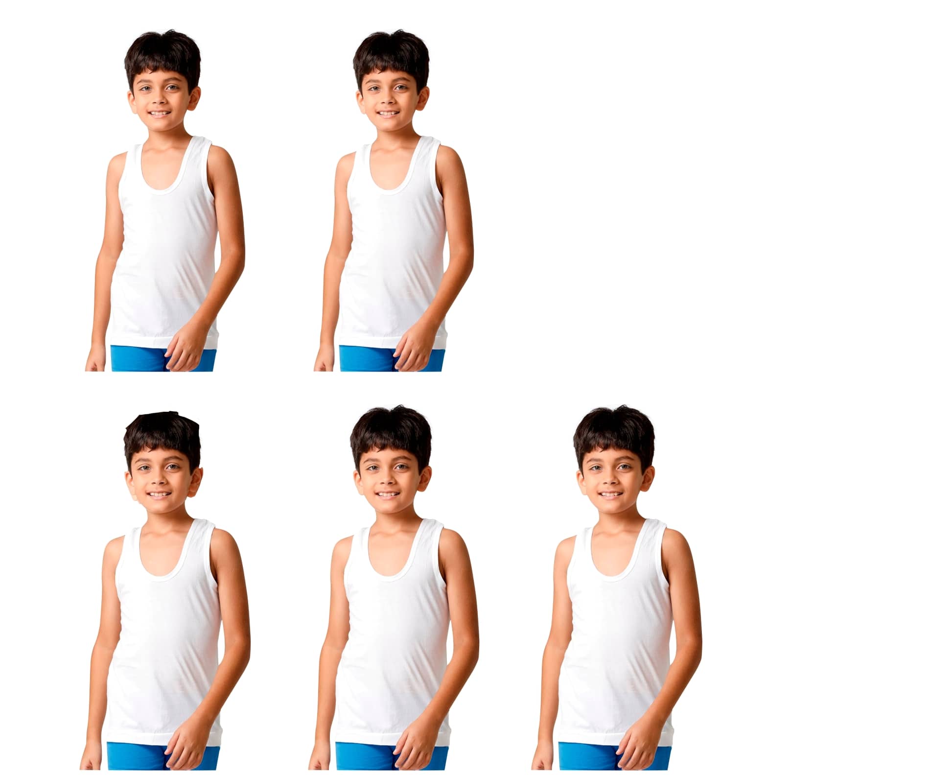 Drako Pack of 5 Boys Cotton Vest ( White ) - Nightwear & Loungewear | Buy online on ZillyBuy