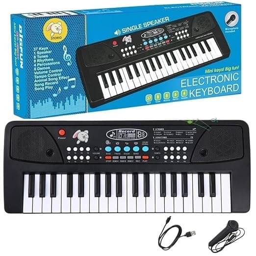     			ECLET Kids Piano Keyboard, Piano for Kids with Microphone Portable Electronic Keyboards for Beginners 37 Keys Musical Toys Pianos for Girls Boys Ages 3-12  (Black) SET OF 1