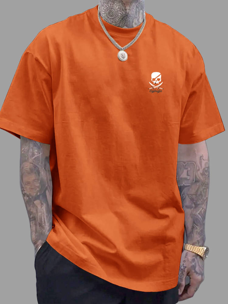 Eyebogler Cotton Blend Oversized Fit Printed Half Sleeves Men's Round T-Shirt - Orange ( Pack of 1 ) Eyebogler Cotton Blend Oversized Fit Printed Half Sleeves Men's Round T-Shirt - Orange ( Pack of 1 )