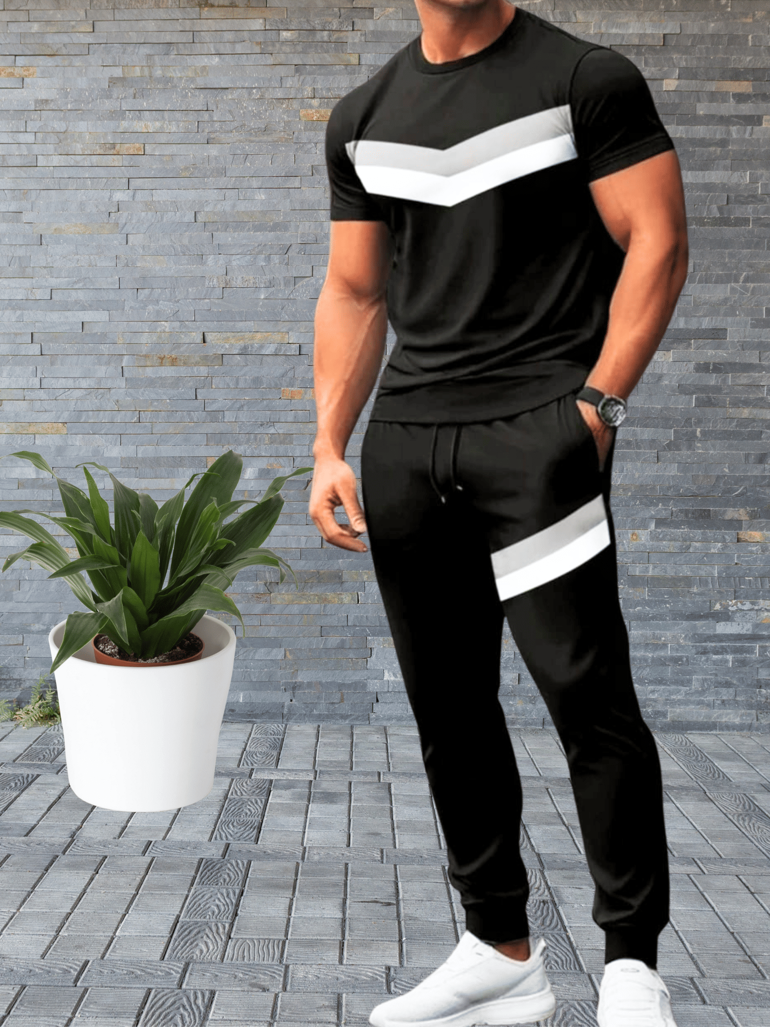 Forbro Black Cotton Blend Regular Fit Men's Tracksuit ( Pack of 1 )