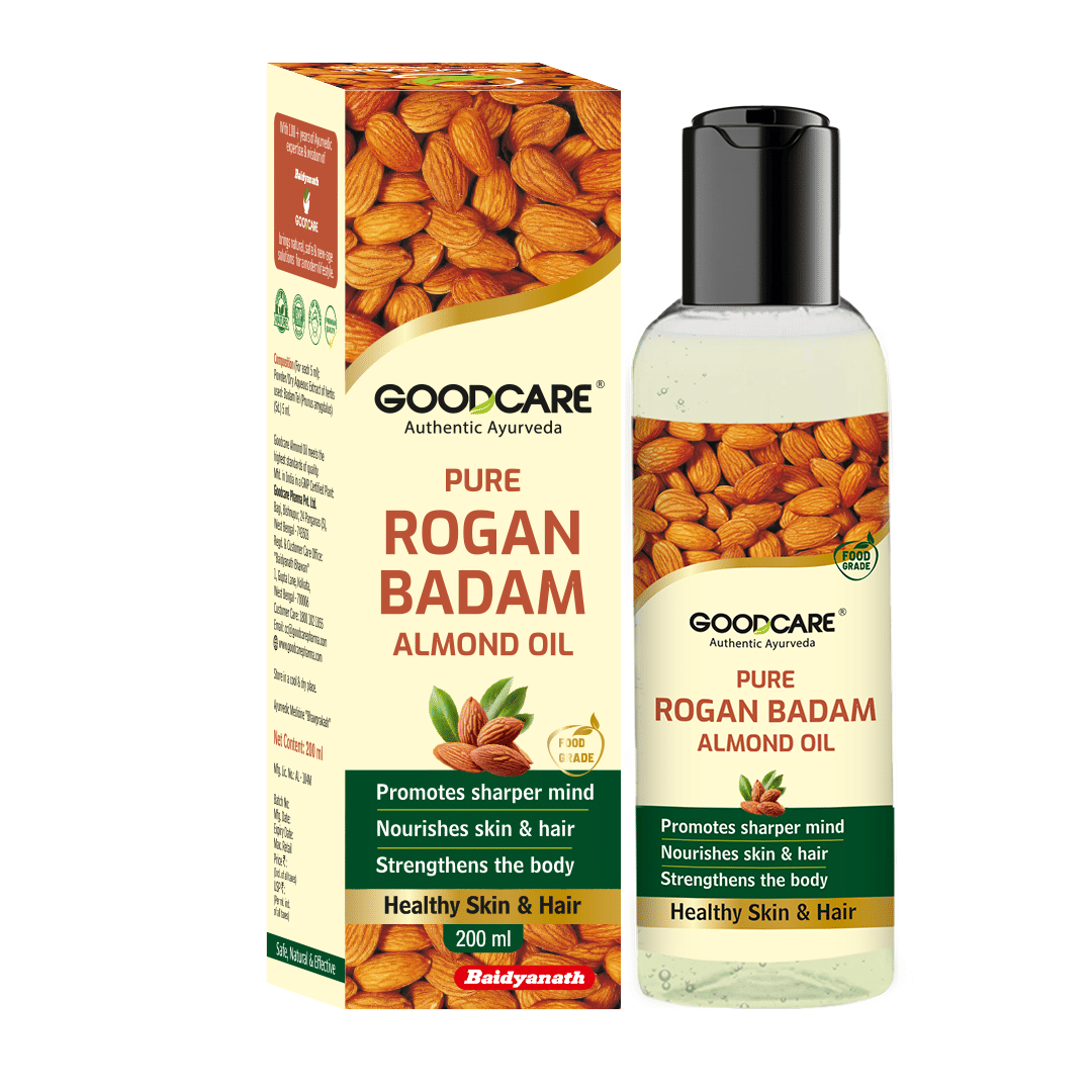 Goodcare Rogan Badam Oil, 100% Pure Ayurvedic Almond Oil for Hair Growth, Glowing Skin, Brain Health, No Mineral Oil 200ml