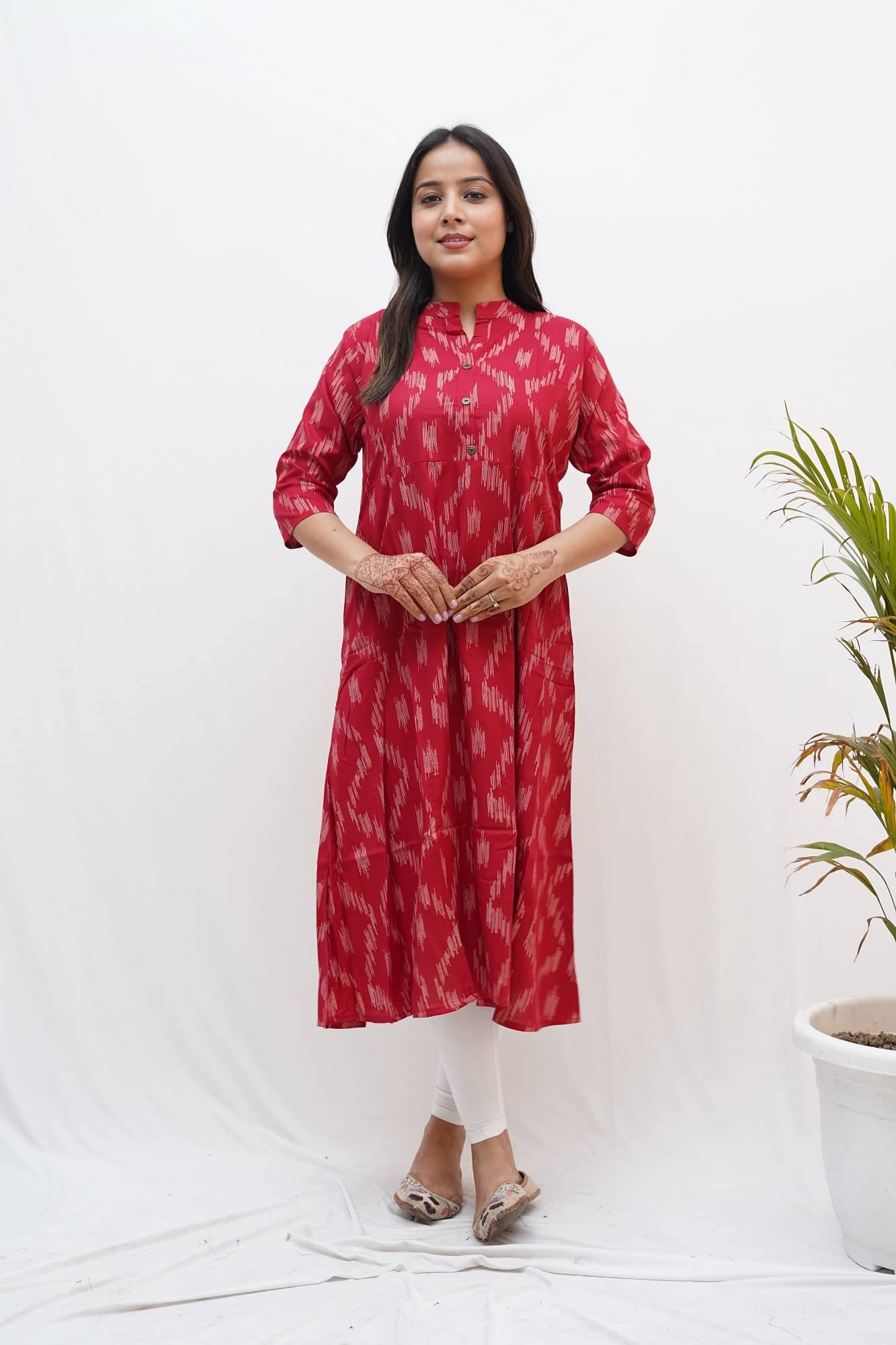 PickALook Pack of 1 Rayon Printed Anarkali Women's Kurti - ( Red ) PickALook Pack of 1 Rayon Printed Anarkali Women's Kurti - ( Red )