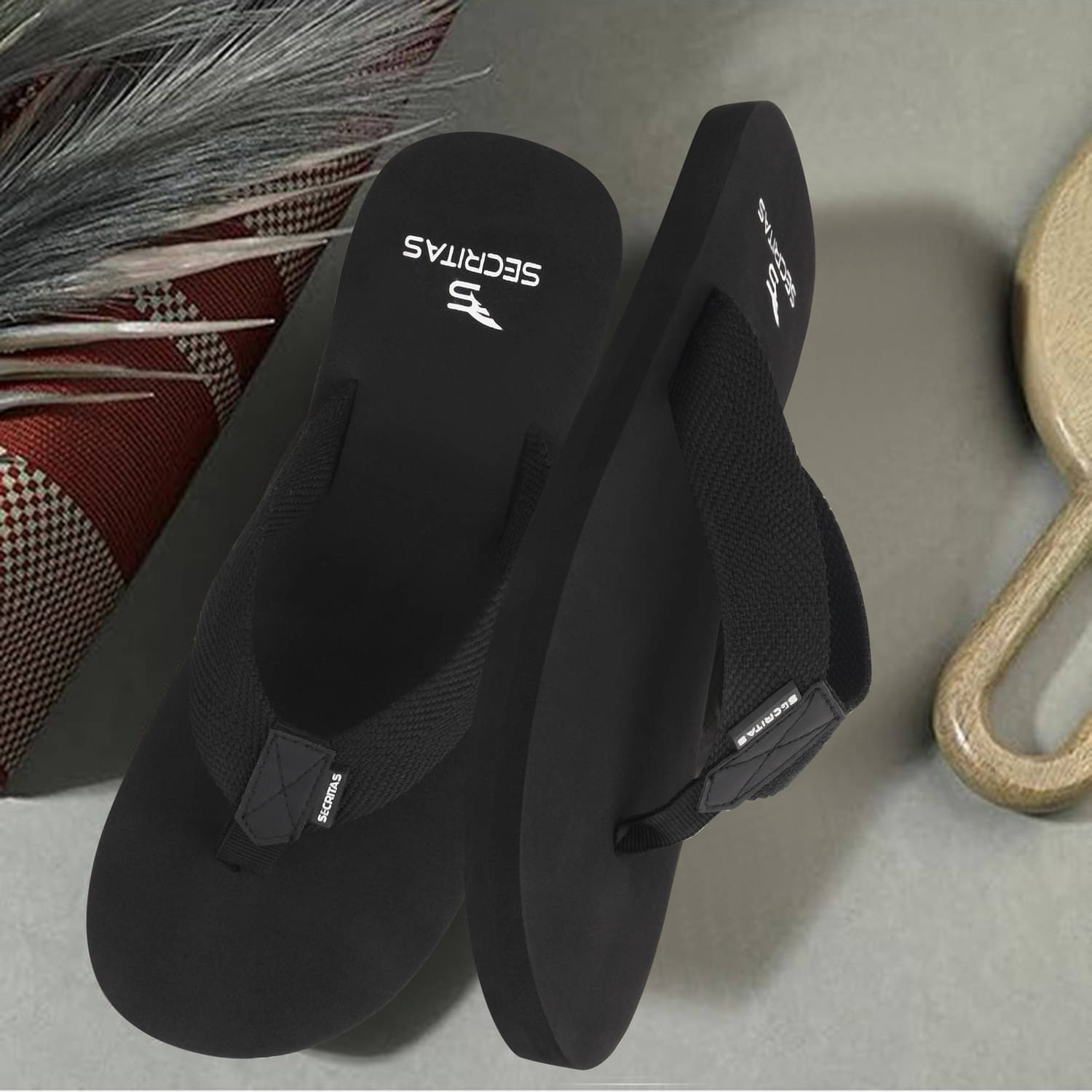     			Secritas Black Men's Thong Flip Flop