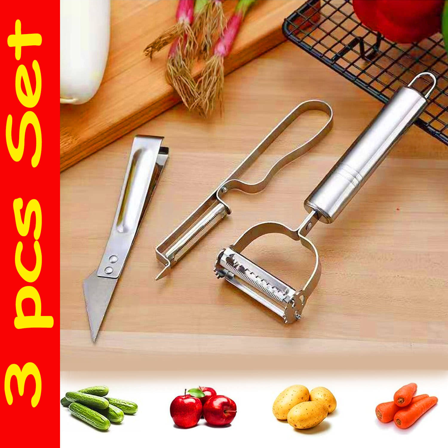 UNAGARRISE Steel Stainless Steel Vegetable Peeler ( Pack of 3 )