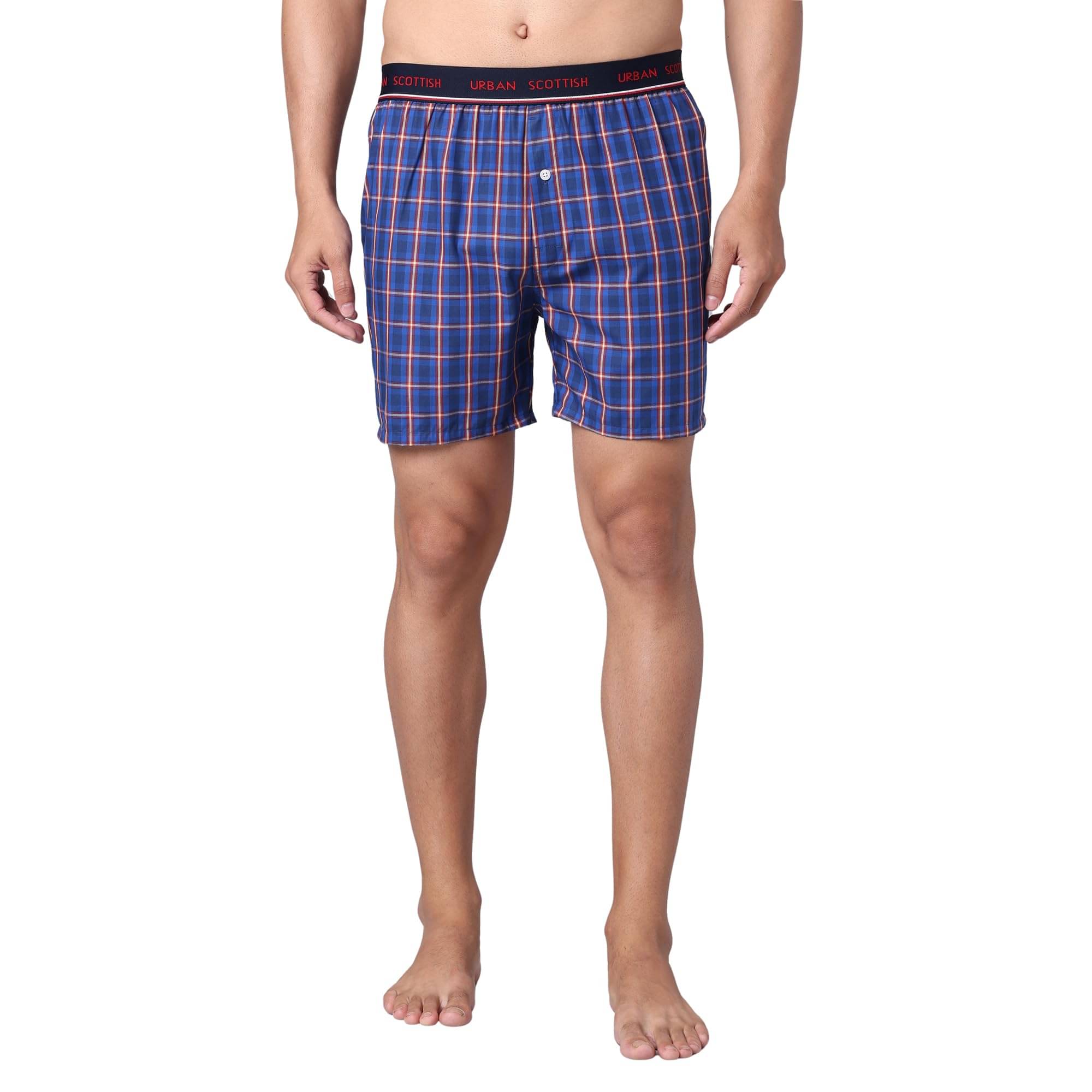 URBAN SCOTTISH Pack of 1 Cotton Boxers For Men's ( Blue )     			URBAN SCOTTISH Pack of 1 Cotton Boxers For Men's ( Blue )