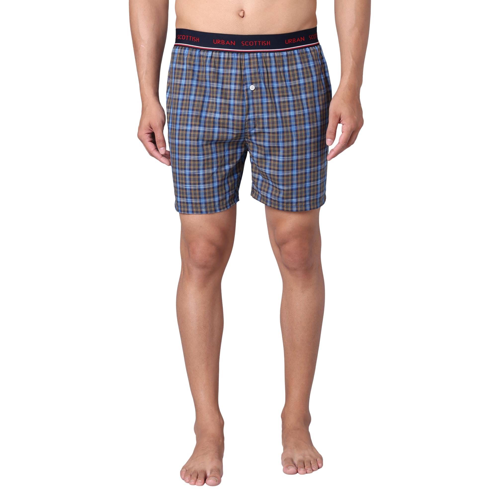     			URBAN SCOTTISH Pack of 1 Cotton Boxers For Men's ( Blue )