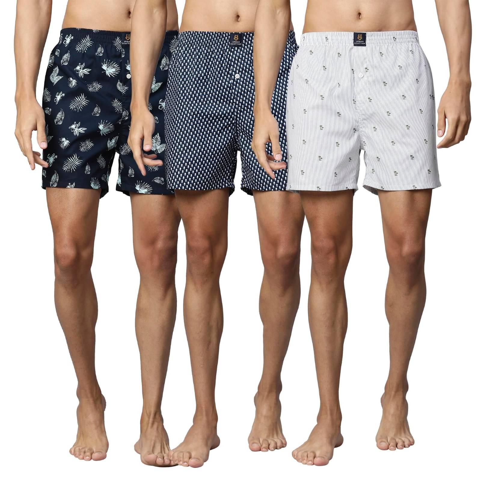     			URBAN SCOTTISH Pack of 3 Cotton Boxers For Men's ( Multicolor )