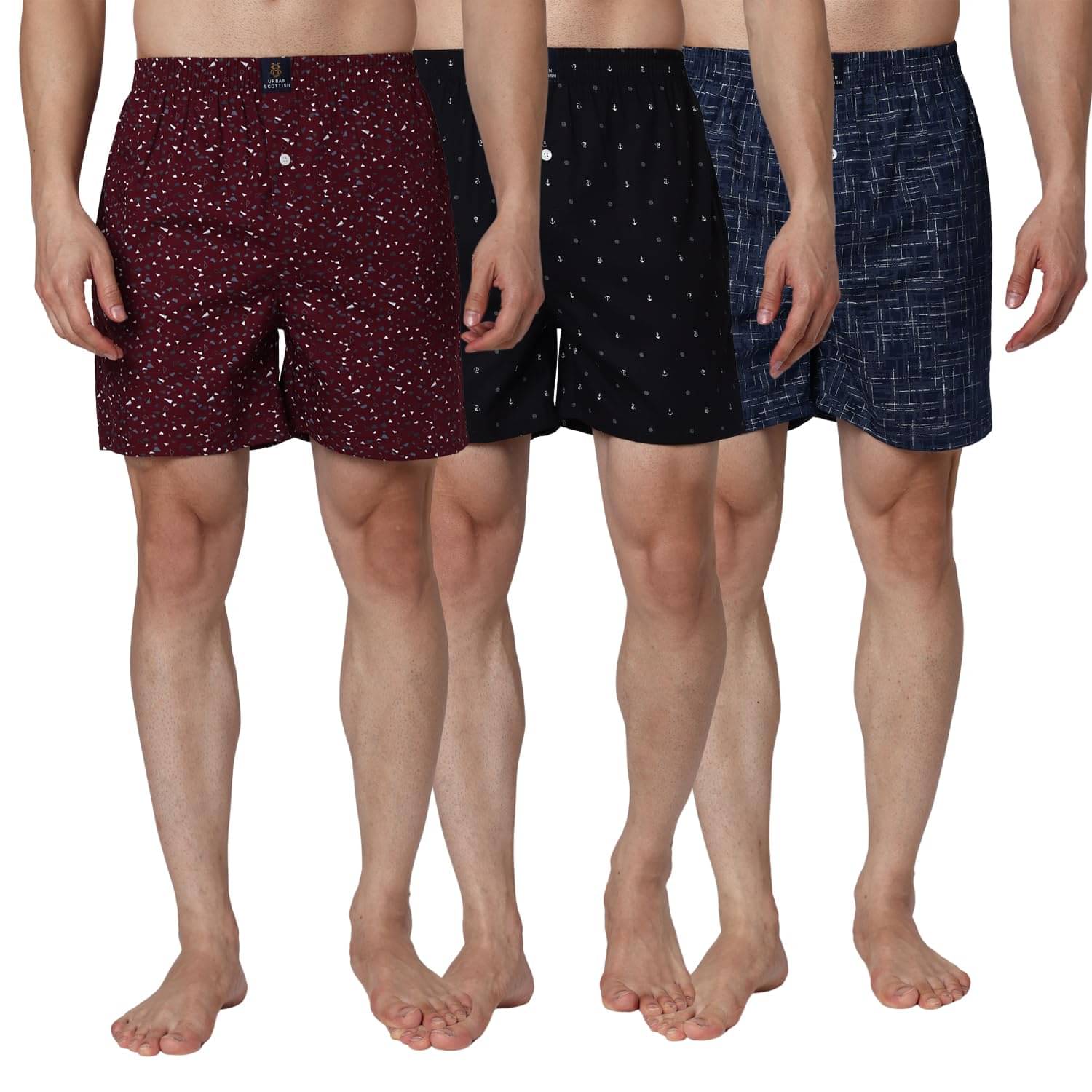     			URBAN SCOTTISH Pack of 3 Cotton Boxers For Men's ( Multicolor )