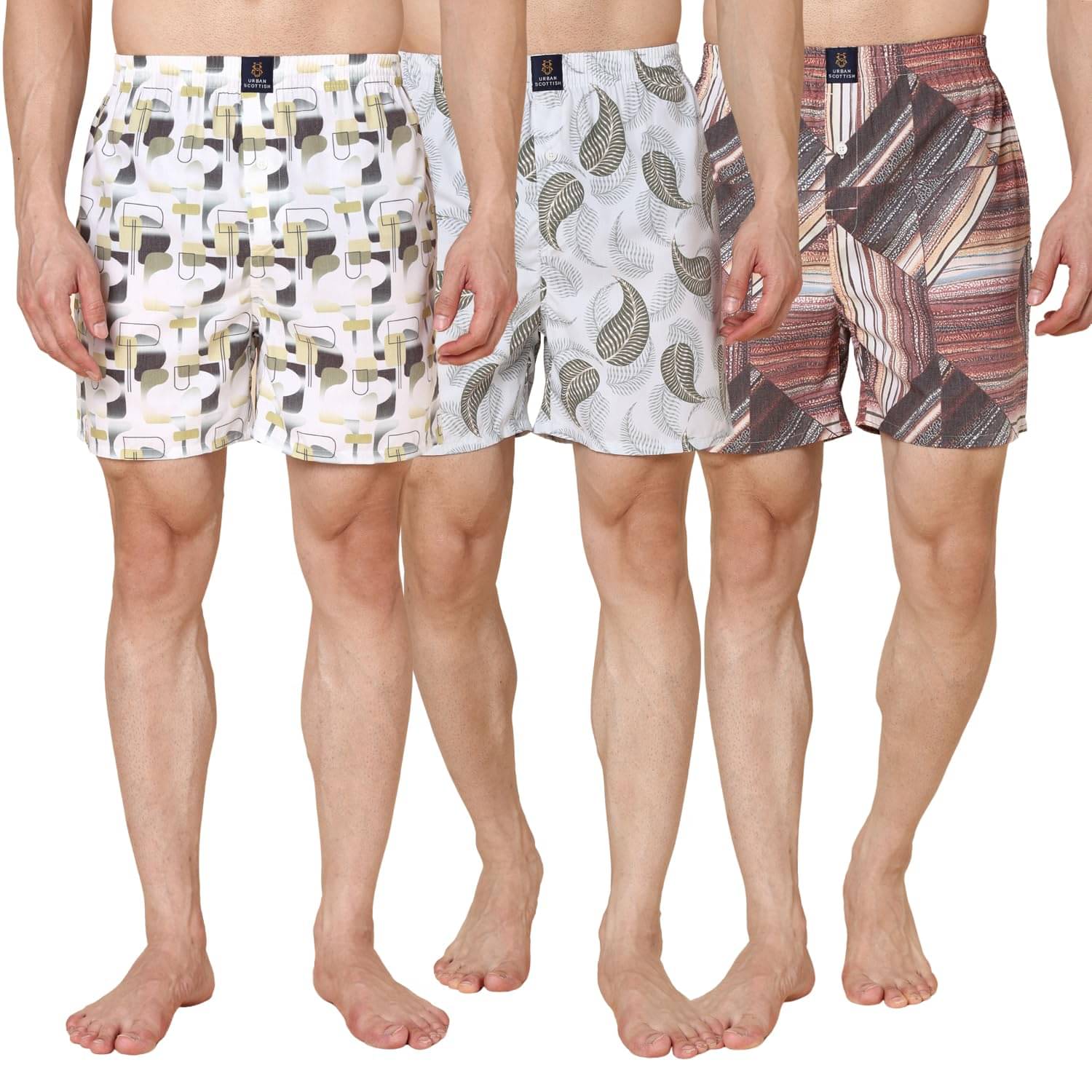     			URBAN SCOTTISH Pack of 3 Cotton blend Boxers For Men's ( Multicolor )