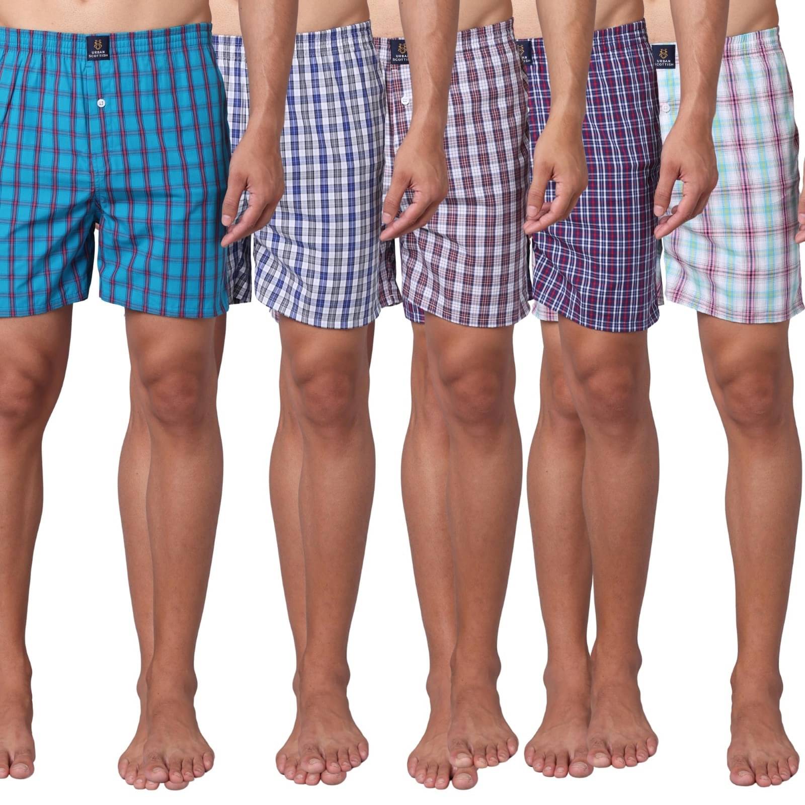 URBAN SCOTTISH Pack of 3 Cotton Boxers For Men's ( Multicolor )     			URBAN SCOTTISH Pack of 3 Cotton Boxers For Men's ( Multicolor )