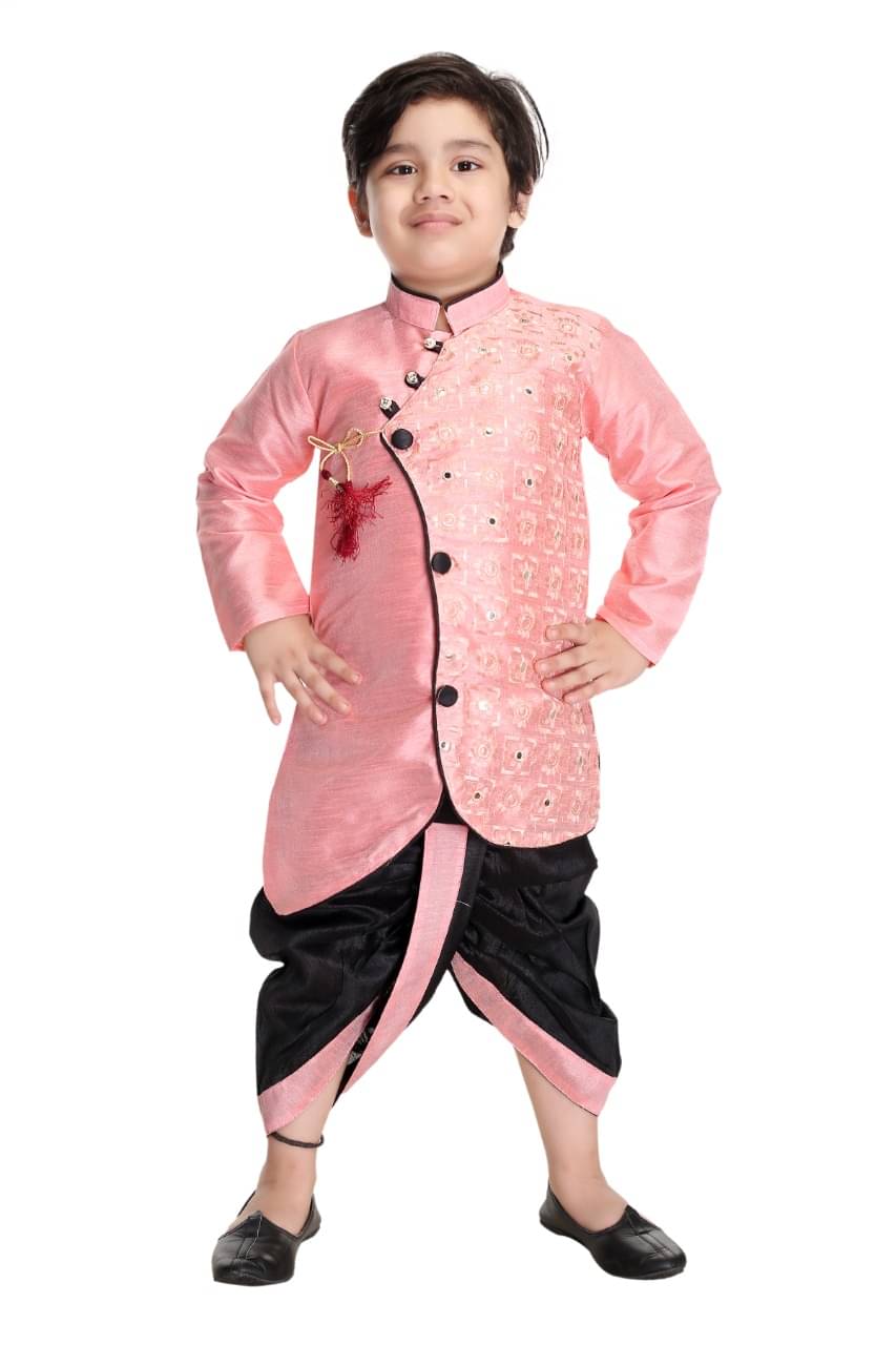     			s muktar garments Baby Boys Rayon Pink Dhoti Kurta Set ( Pack of 1 )