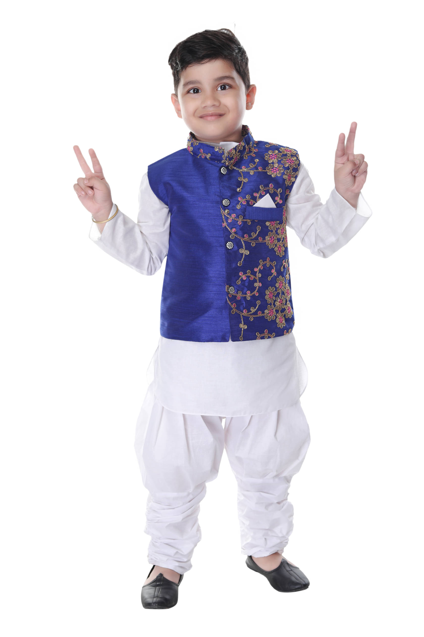     			s muktar garments Baby Boys Cotton Ethnic - Pattern Kurta Pyjama Set ( Blue , Pack of 1 )