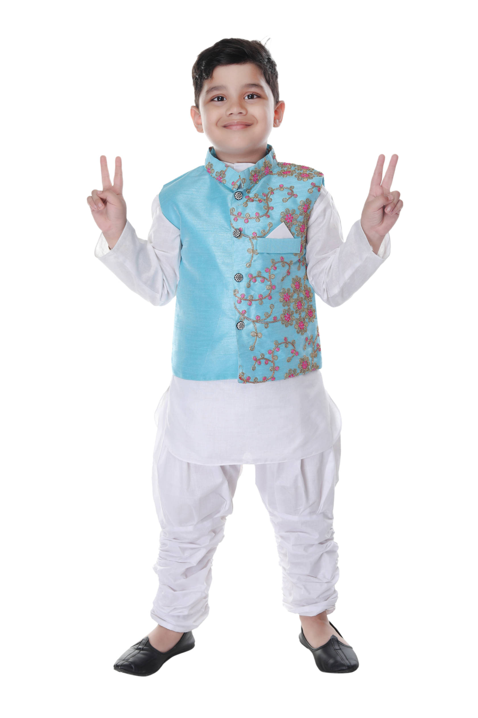     			s muktar garments Baby Boys Cotton Ethnic - Pattern Kurta Pyjama Set ( Light Blue , Pack of 1 )