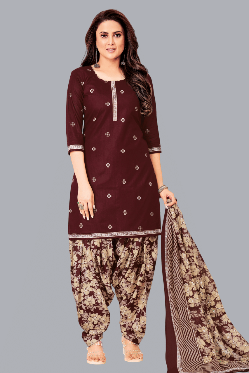 shree jeenmata collection Unstitched Cotton Printed Dress Material - Maroon ( Pack of 1 ) shree jeenmata collection Unstitched Cotton Printed Dress Material - Maroon ( Pack of 1 )