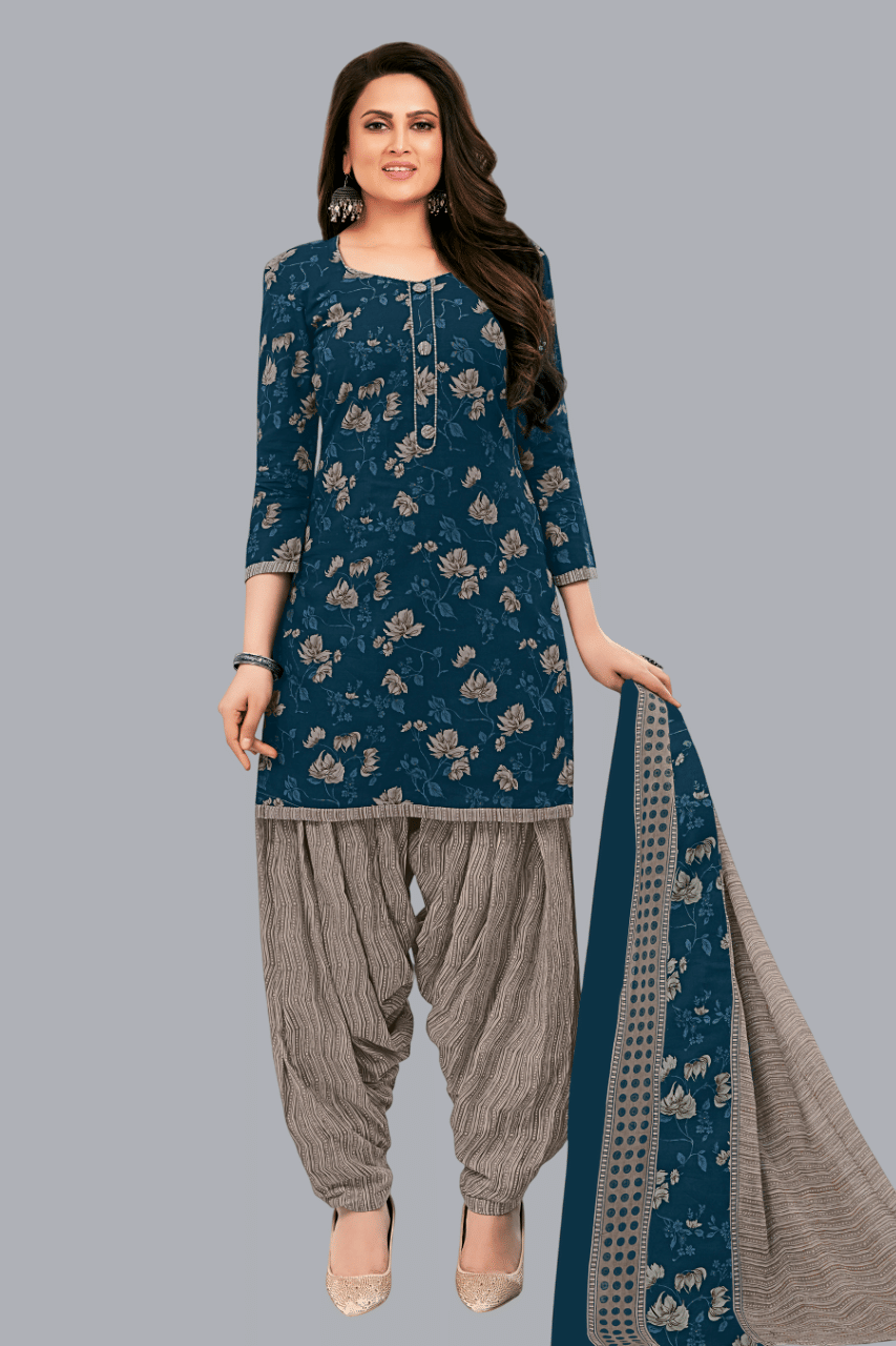 shree jeenmata collection Unstitched Cotton Printed Dress Material - Blue ( Pack of 1 ) shree jeenmata collection Unstitched Cotton Printed Dress Material - Blue ( Pack of 1 )