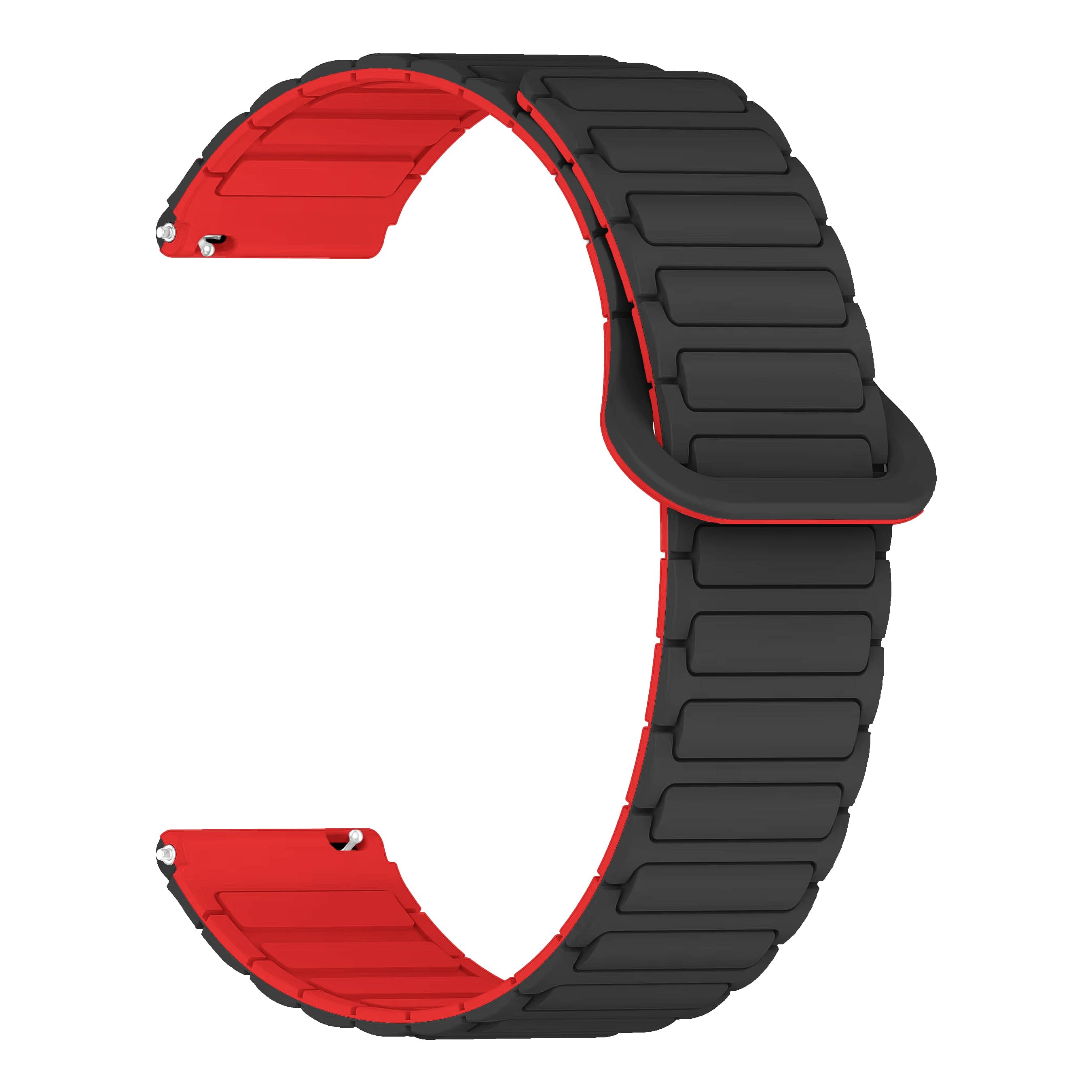 ACM Watch Strap Magnetic Silicone 20mm compatible with Pebble Vienna Smartwatch Luxury Colorful Band Black with Red ACM Watch Strap Magnetic Silicone 20mm compatible with Pebble Vienna Smartwatch Luxury Colorful Band Black with Red