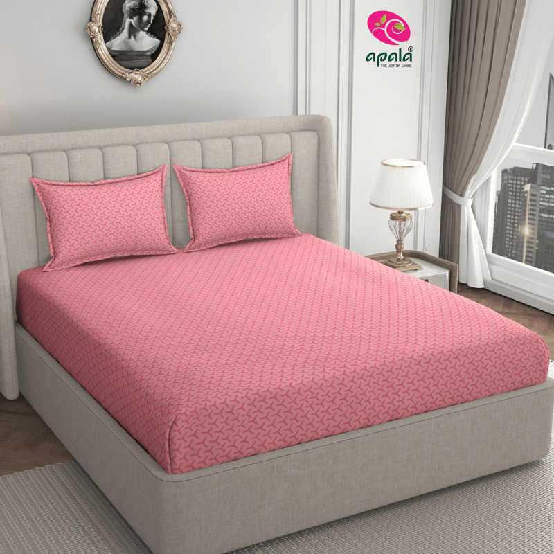     			Apala Microfiber 1 Double King Bedsheet with 2 Pillow Covers ( Peach )