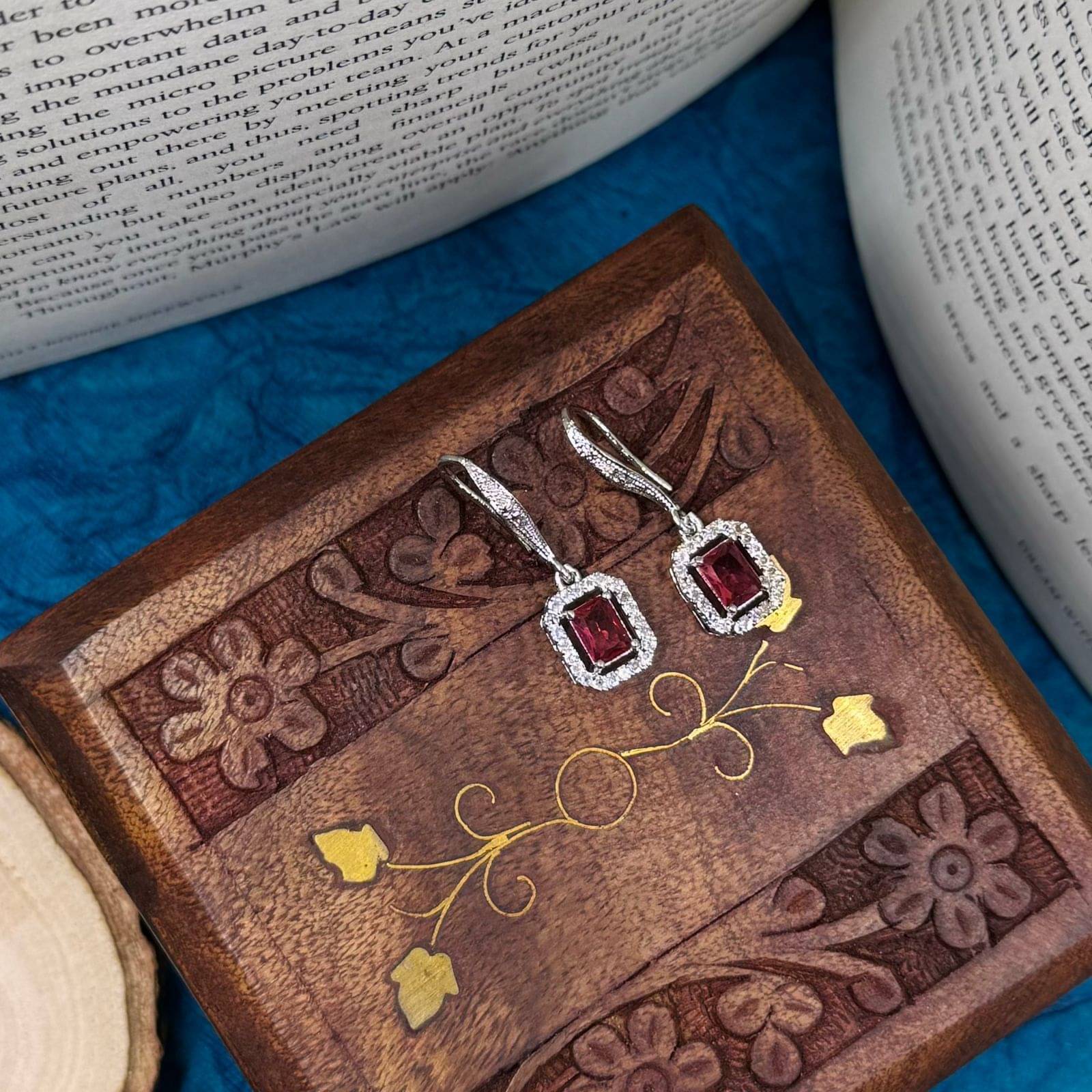     			Charms Red Drop Earrings ( Pack of 1 )