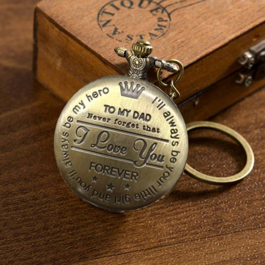     			GT Gala Time To My Dad theme Gandhi Style Antique Pocket Watch Bike & Car Fathers Day Gift Key Chain