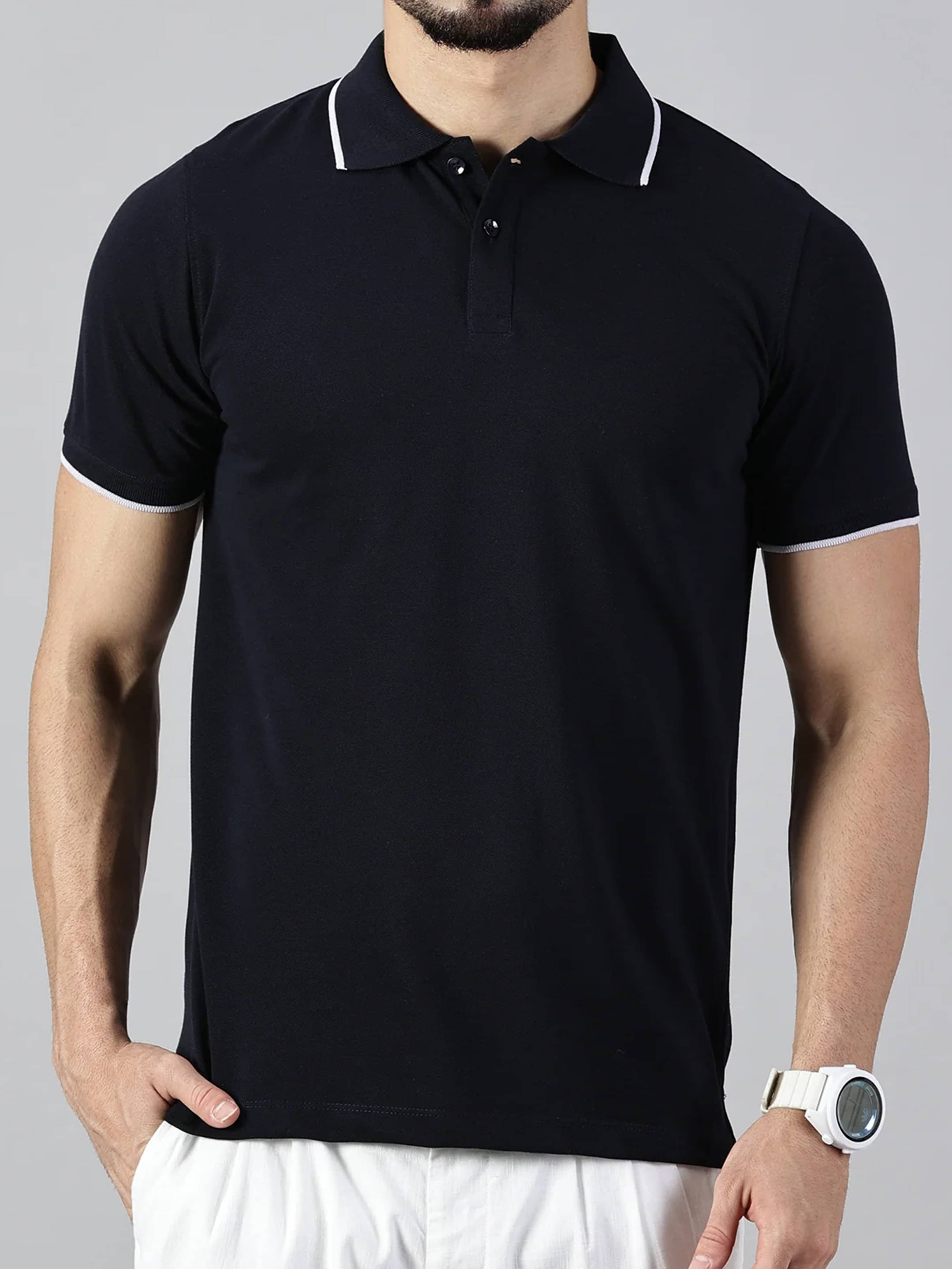 Imperio Black Polyester Regular Fit Men's Sports Polo T-Shirt ( Pack of 1 ) Imperio Black Polyester Regular Fit Men's Sports Polo T-Shirt ( Pack of 1 )