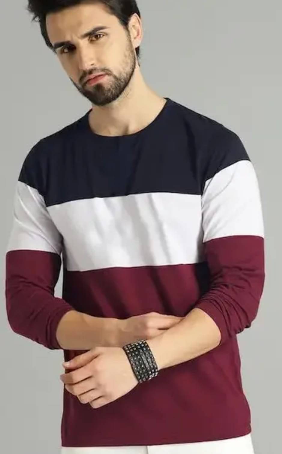     			Leo Perky - Fashion with joy Cotton Blend Regular Fit Colorblock Full Sleeves Men's Round T-Shirt - Multicolor ( Pack of 1 )