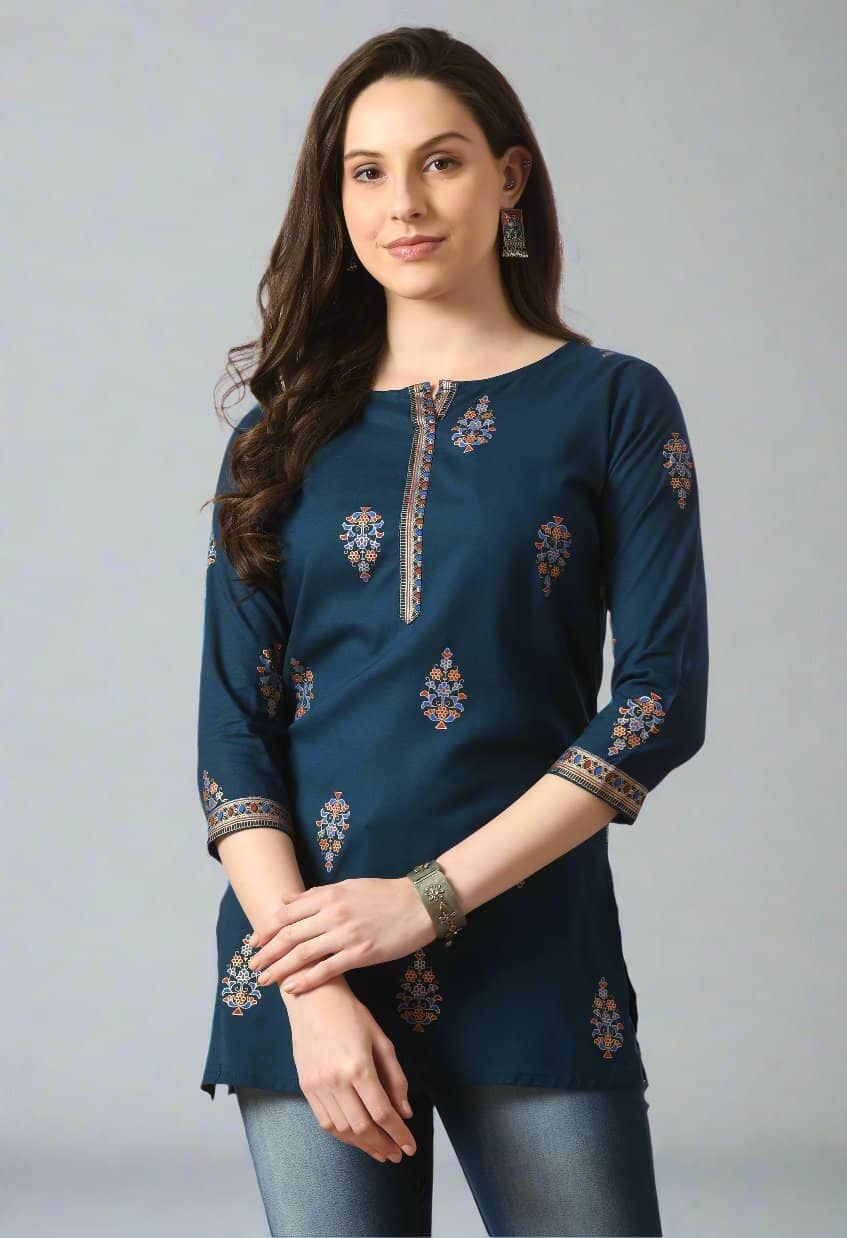 SST Fashion Women's Viscose Rayon Tunic ( Blue )