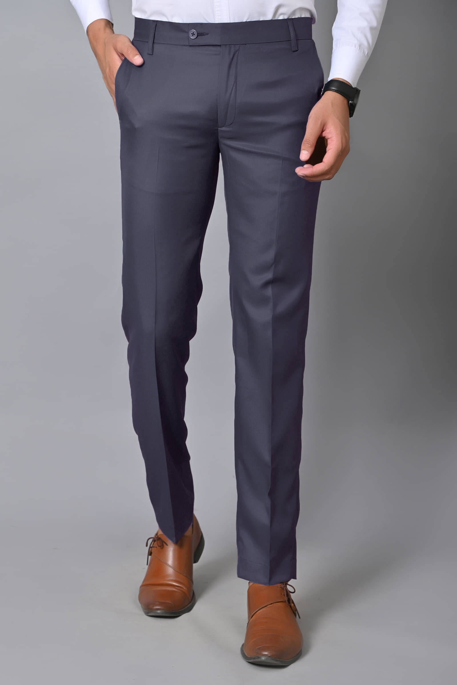     			SatyStyle Slim Flat Men's Formal Trouser - Dark Grey ( Pack of 1 )