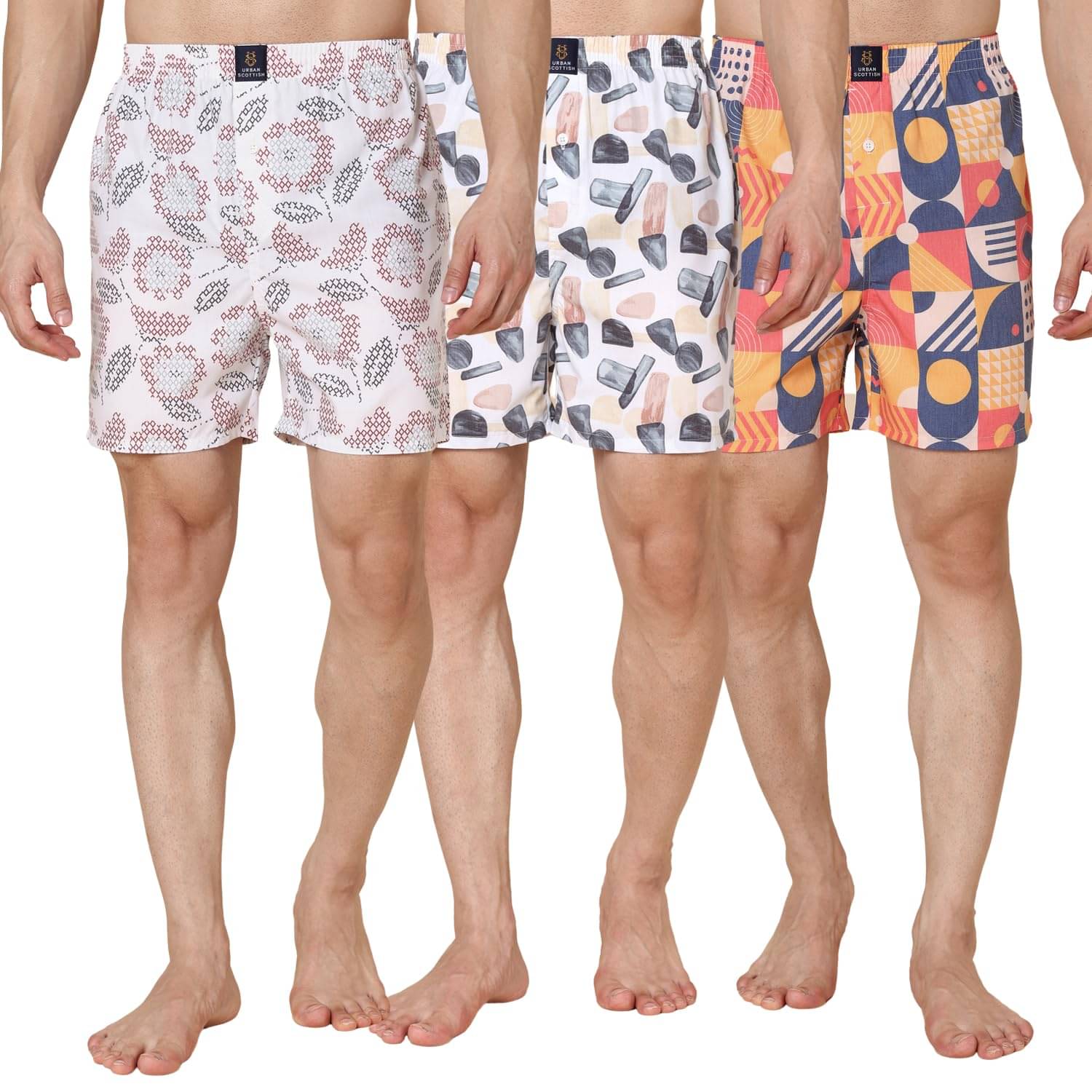     			URBAN SCOTTISH Pack of 3 Cotton blend Boxers For Men's ( Multicolor )