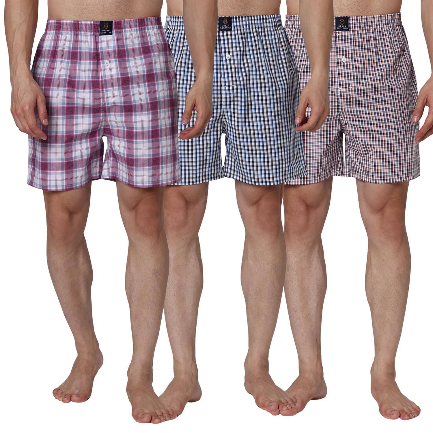 URBAN SCOTTISH Pack of 3 Cotton Boxers For Men's ( Multicolor ) URBAN SCOTTISH Pack of 3 Cotton Boxers For Men's ( Multicolor )