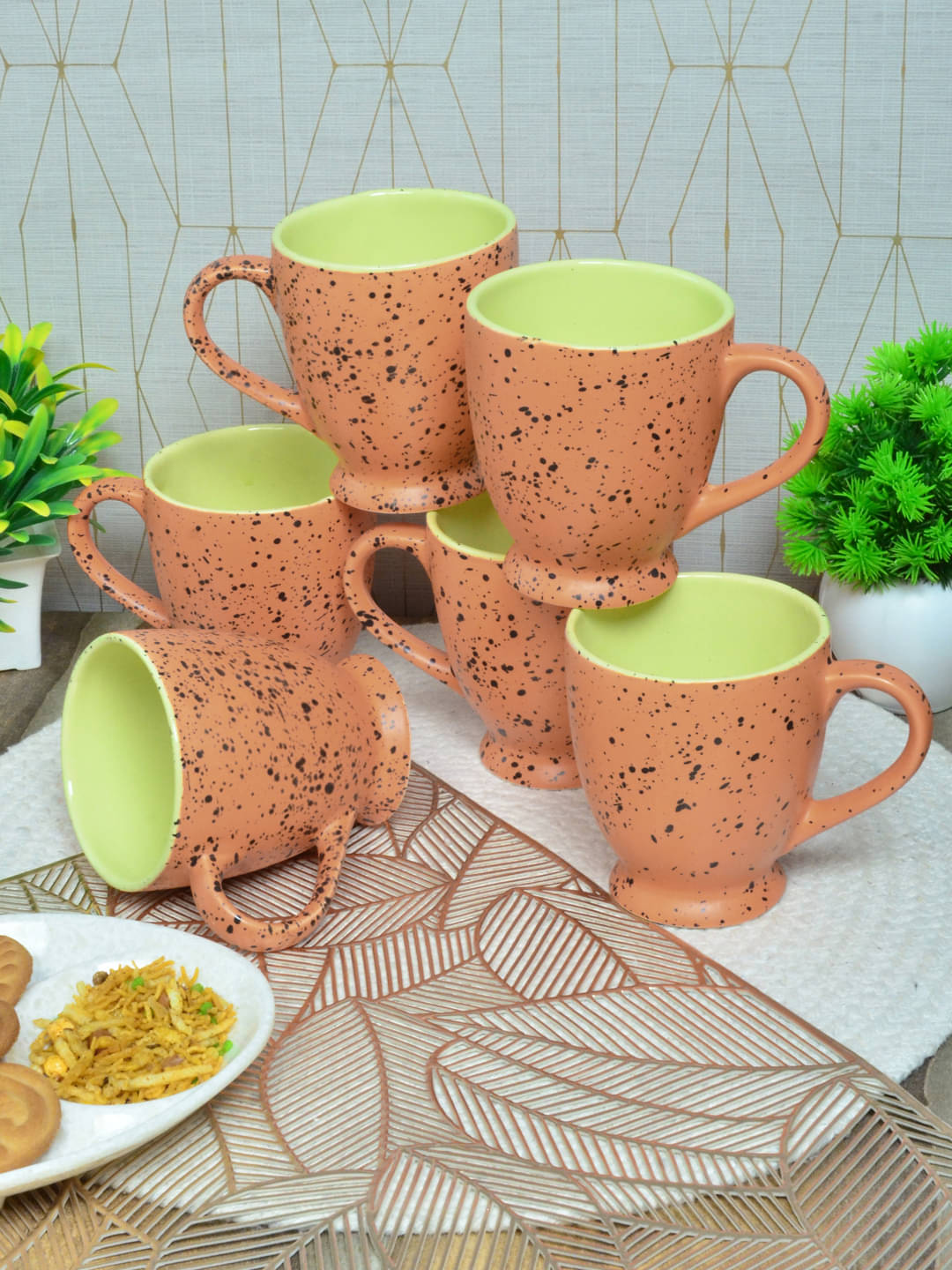     			FABINALIV FLMUG-1056 Abstract Ceramic Coffee Mug 280 mL ( Pack of 6 )
