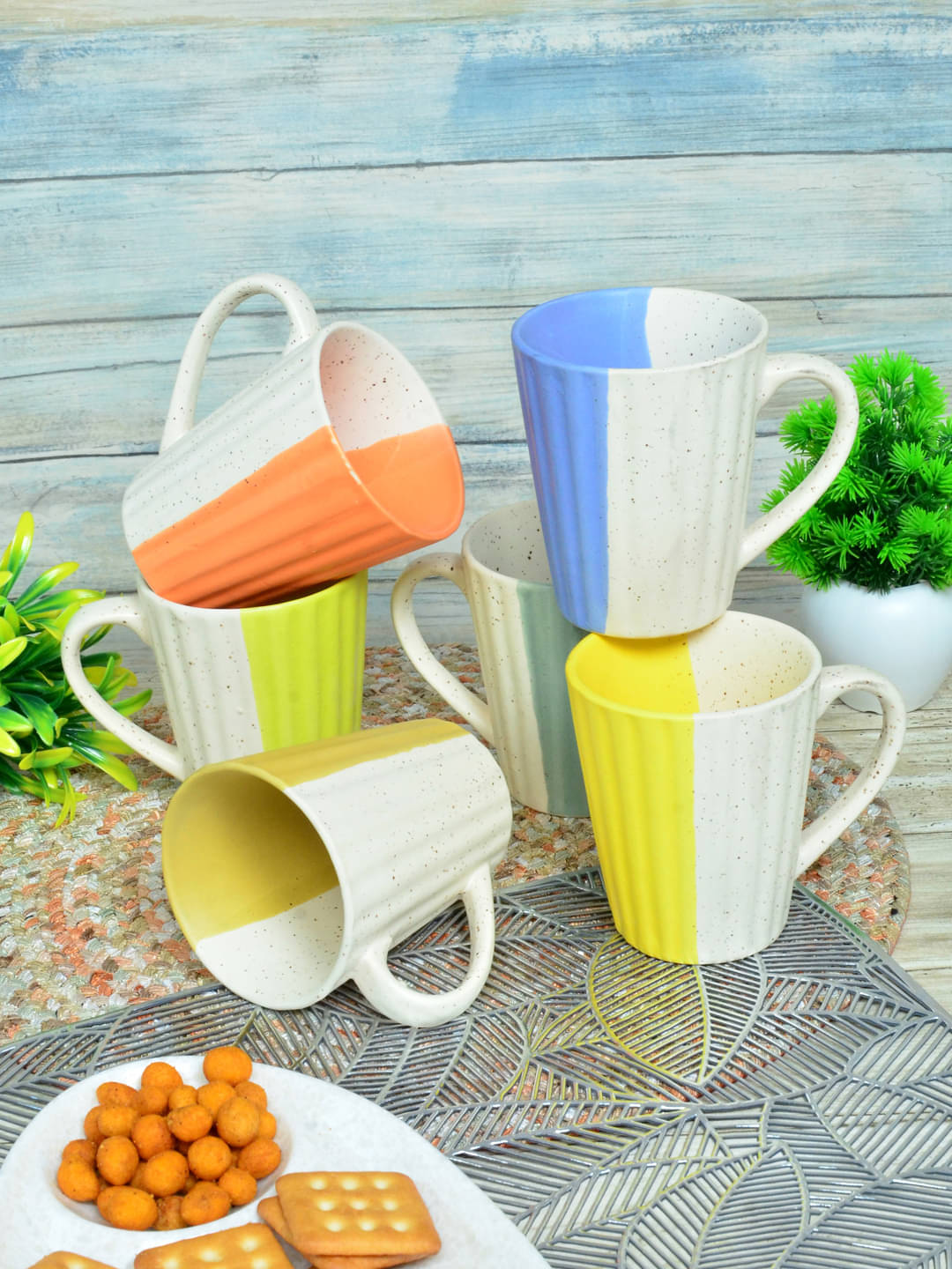 FABINALIV FLMUG-1083 Vertical Striped Ceramic Coffee Mug 200 mL ( Pack of 6 ) FABINALIV FLMUG-1083 Vertical Striped Ceramic Coffee Mug 200 mL ( Pack of 6 )