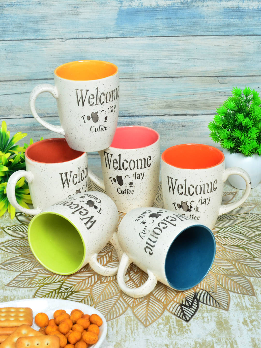     			FABINALIV FLMUG-1084 Abstract Ceramic Coffee Mug 200 mL ( Pack of 6 )