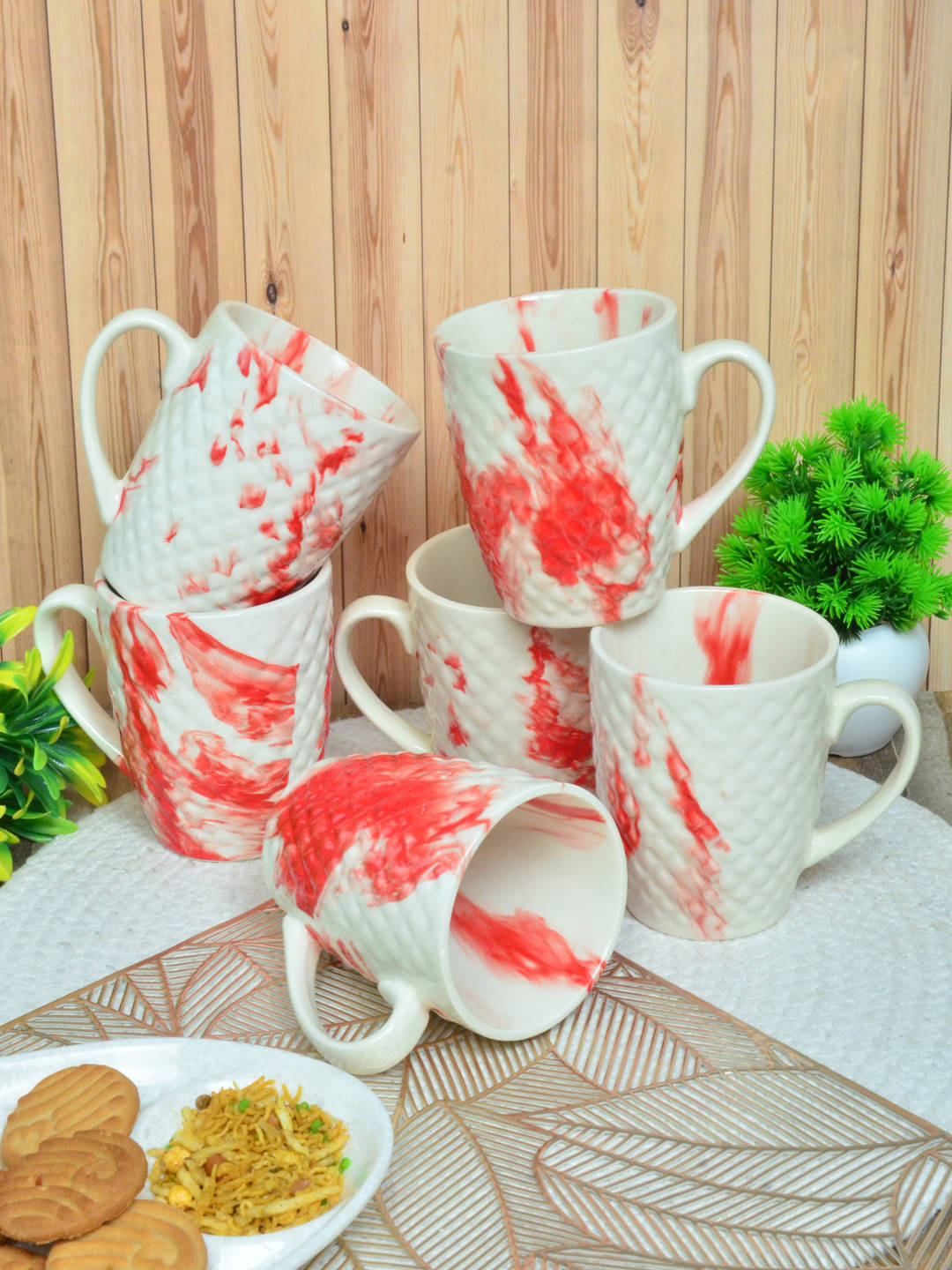     			FABINALIV FLMUG-1087 Abstract Ceramic Coffee Mug 300 mL ( Pack of 6 )